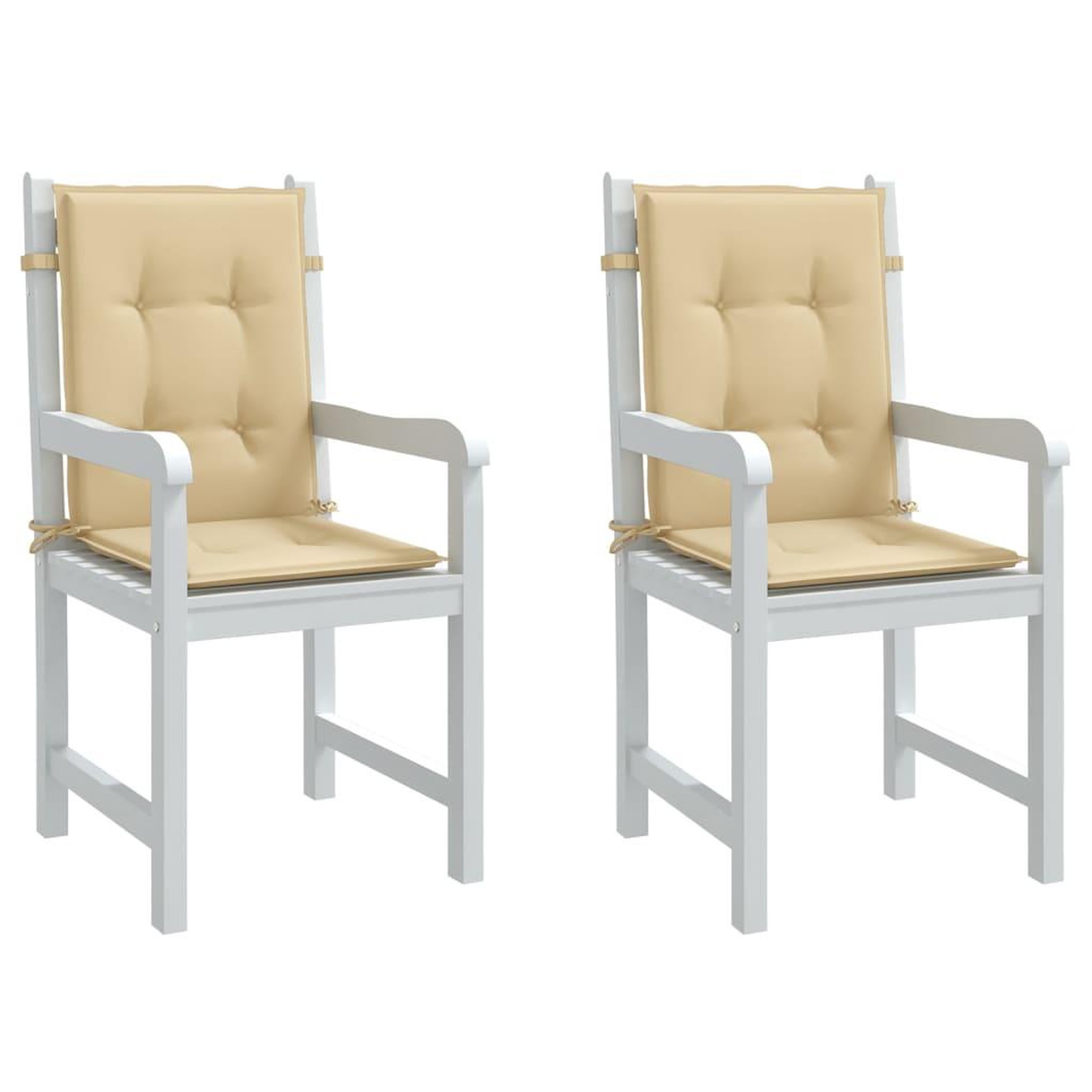 VIDAXL Coussins de chaise a dossier bas lot de 2 beige melange tissu