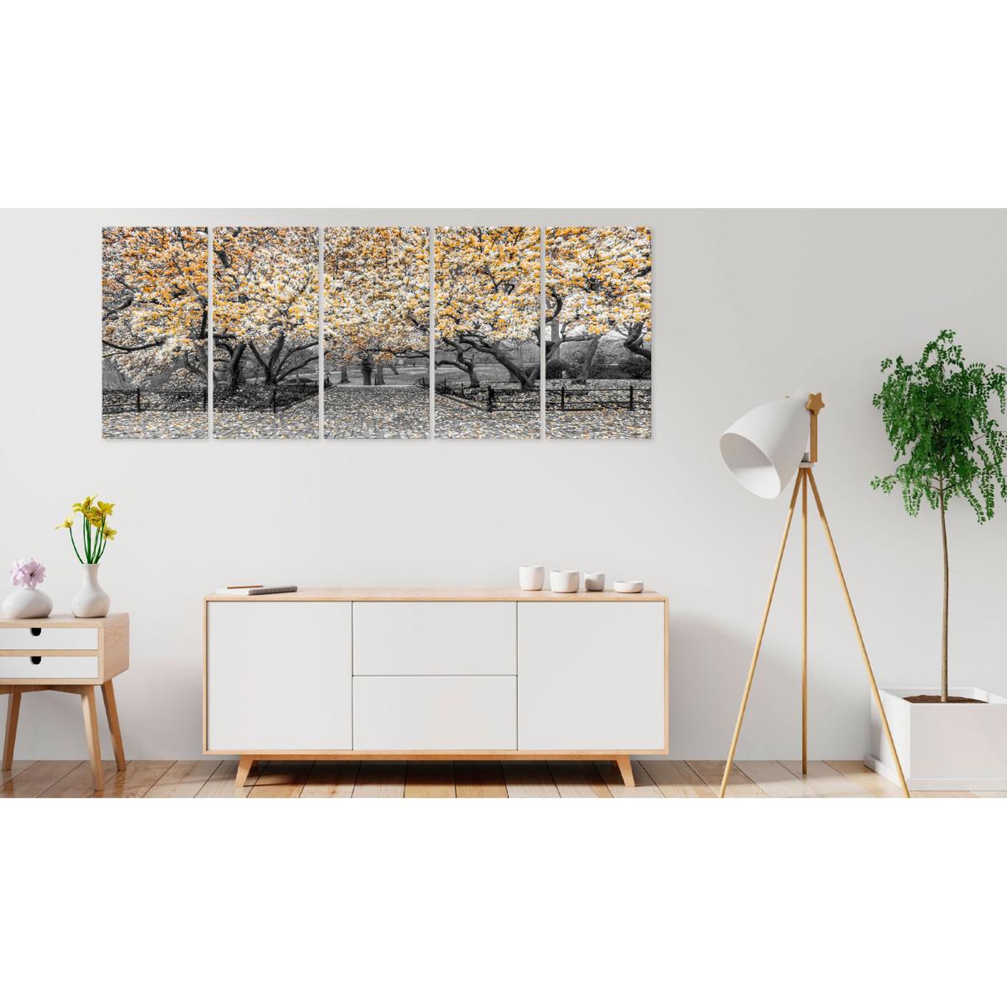 Voir la diapositive 2 : Paris Prix Tableau 5 Panneaux  Magnolia Park Narrow Orange