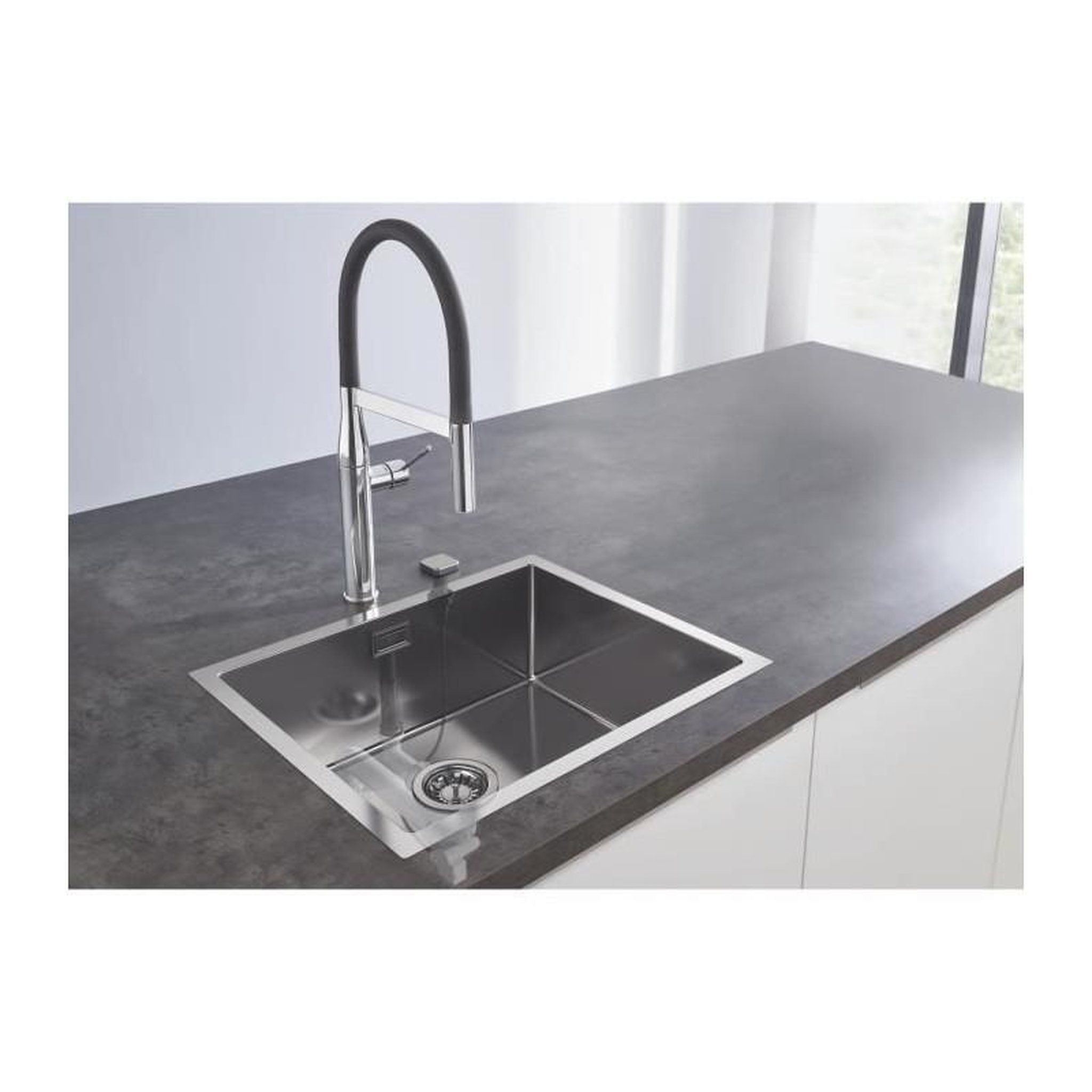 Voir la diapositive 2 : Grohe GROHE Evier en acier inoxydable K700 31726SD0 - A encastrer - 1 bac - sans egouttoir - 55x45 cm - Inox
