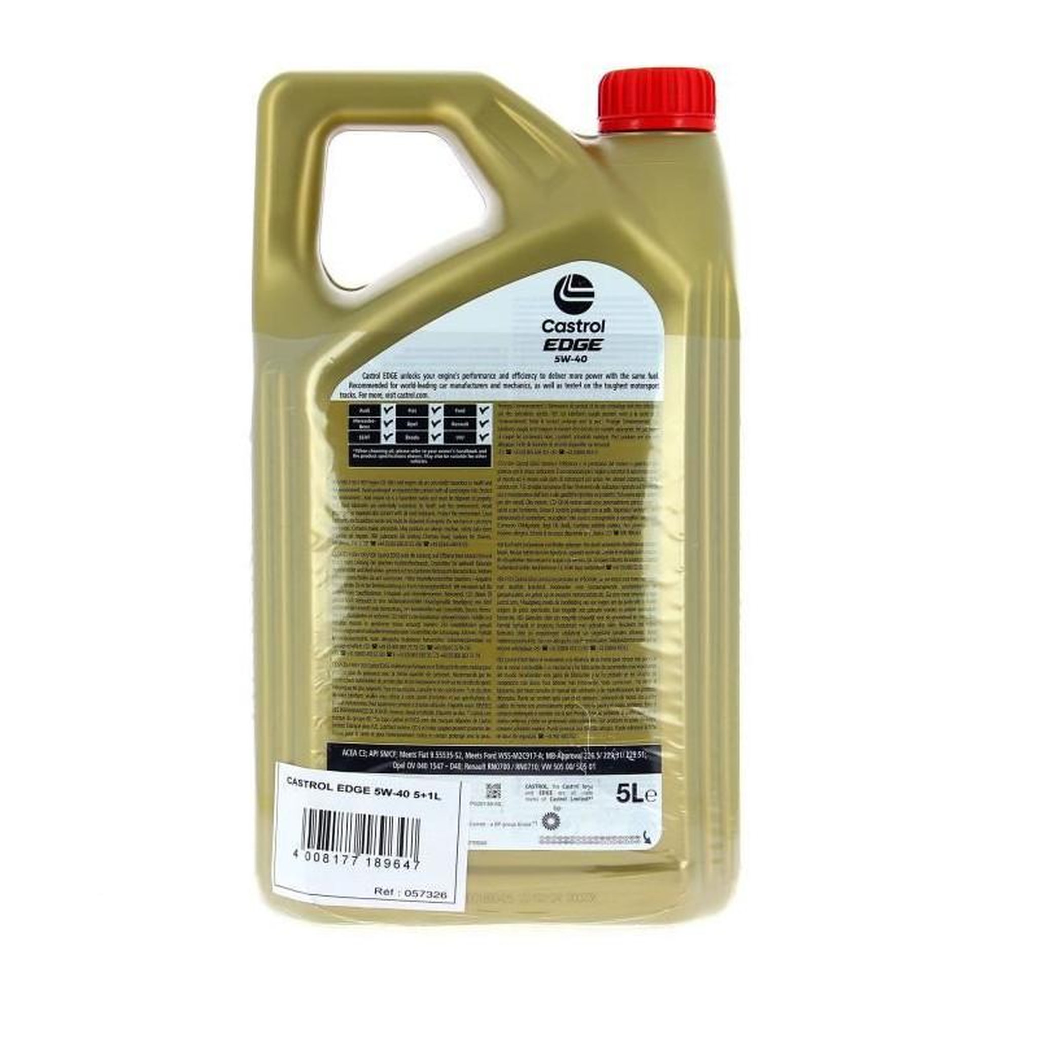Voir la diapositive 5 : CASTROL Huile Moteur - CASTROL EDGE - 5W-40 - 5L+1L - 057326