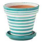 Paris Prix Pot Avec Soucoupe en Céramique  Granada Rayure  27cm Bleu Aqua