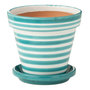 Voir la diapositive 1 : Paris Prix Pot Avec Soucoupe en Céramique  Granada Rayure  27cm Bleu Aqua