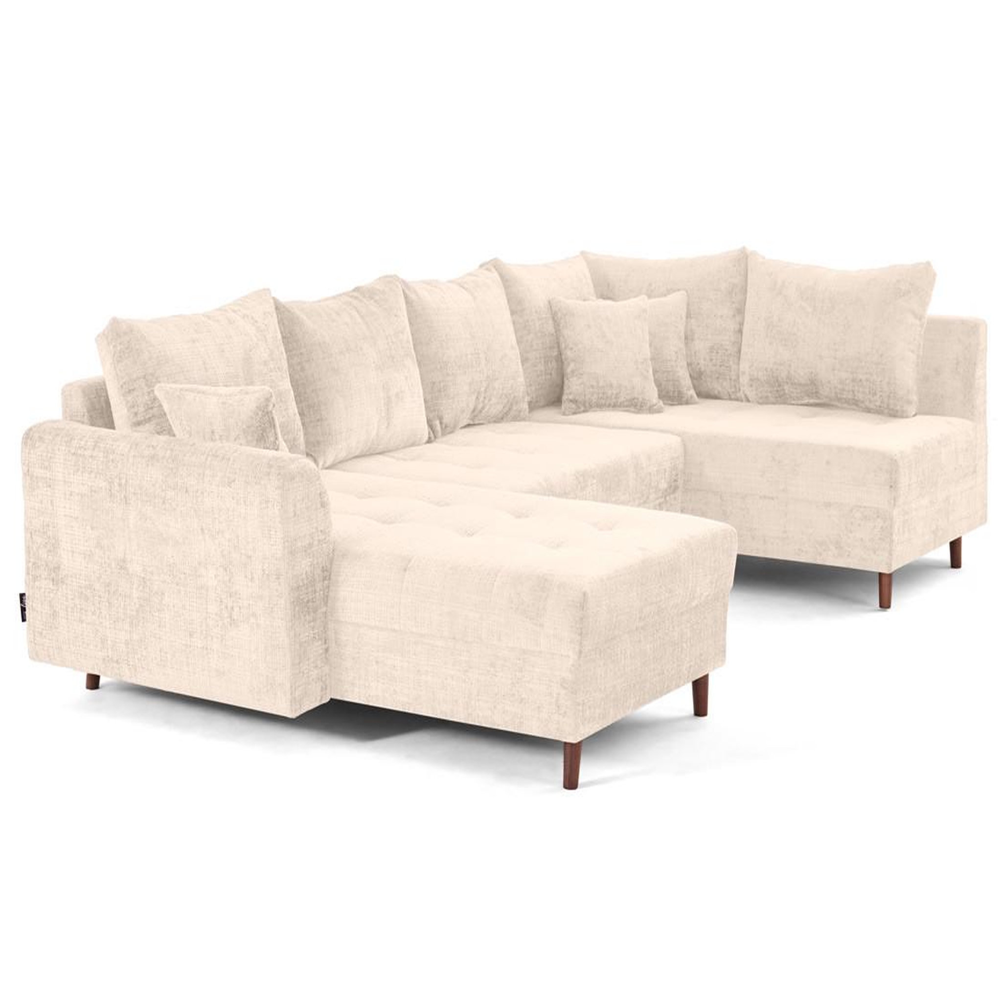 Voir la diapositive 5 : BEST MOBILIER Rune - canapé panoramique d'angle droit 7 places en velours texturé