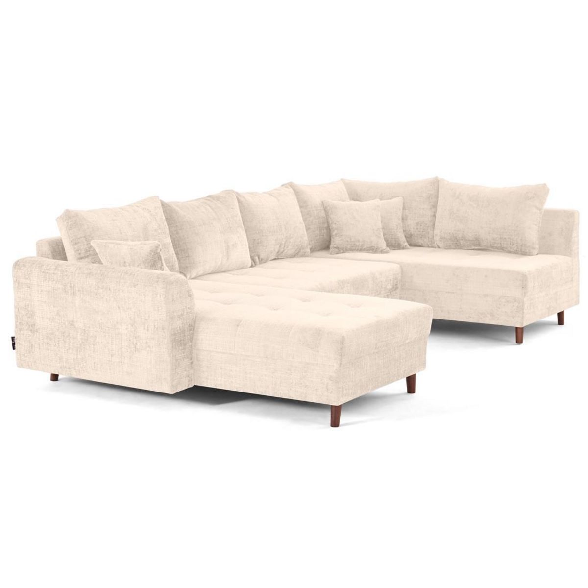 LISA DESIGN Rune - canapé panoramique d'angle droit 7 places en velours texturé