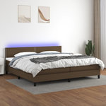 VIDAXL Sommier a lattes de lit matelas et LED Marron fonce 200x200 cm