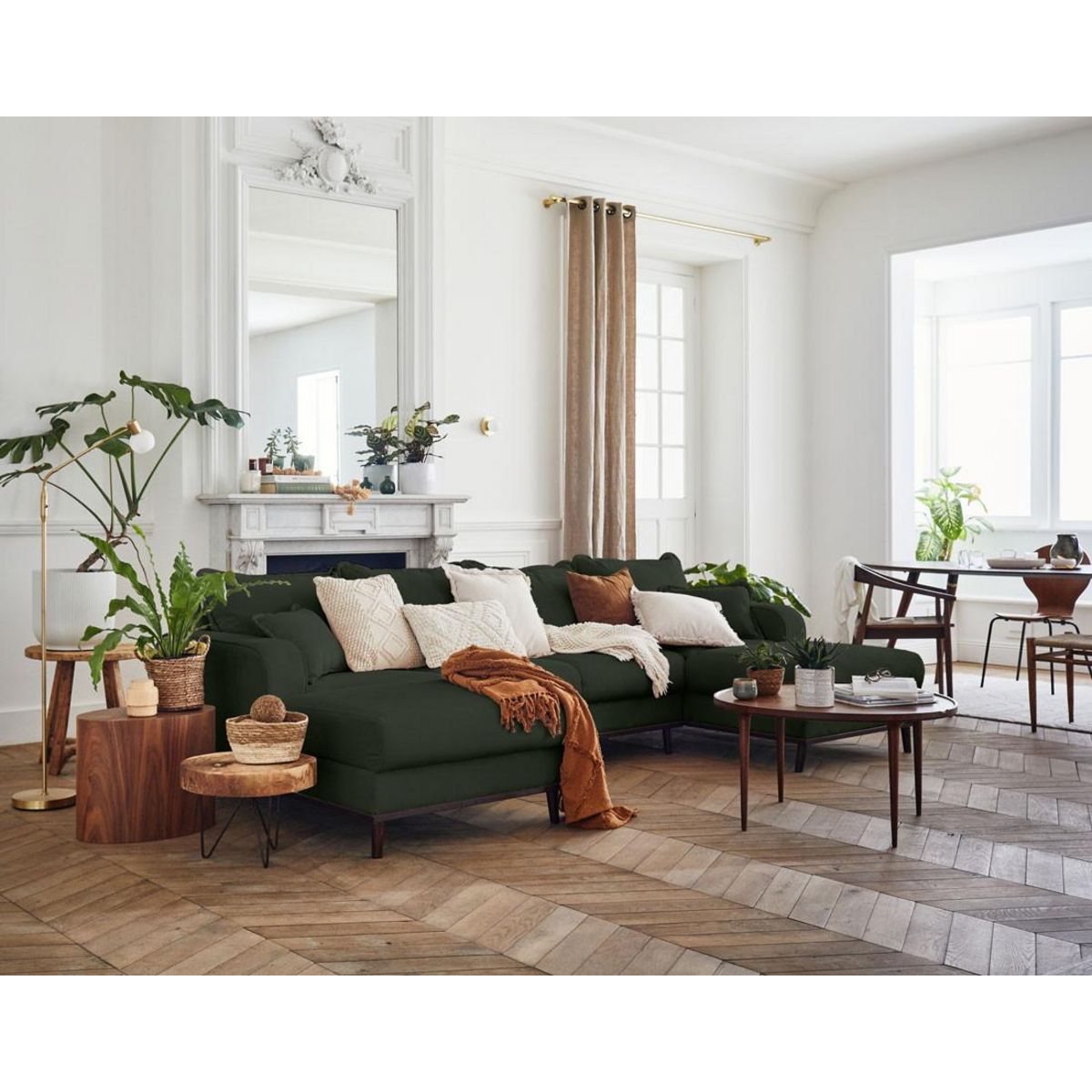 LISA DESIGN Albane - canapé panoramique en u - 7 places - en velours côtelé