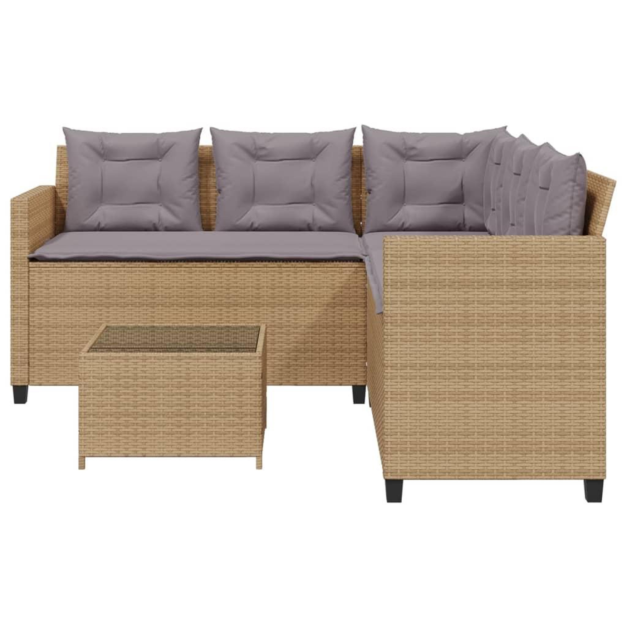 Voir la diapositive 4 : VIDAXL Canape de jardin avec table et coussins en forme de L beige