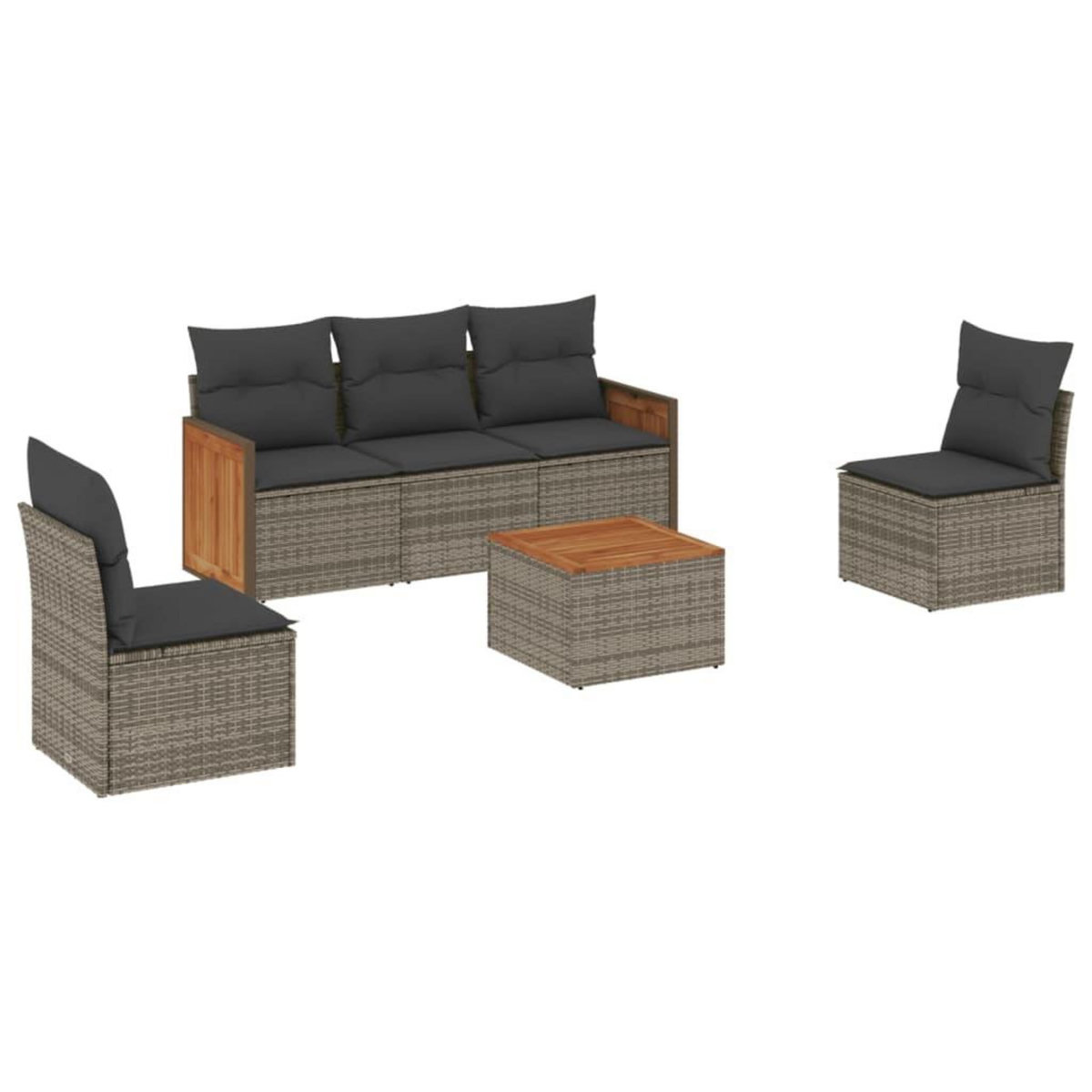 VIDAXL Salon de jardin 6 pcs avec coussins gris resine tressee