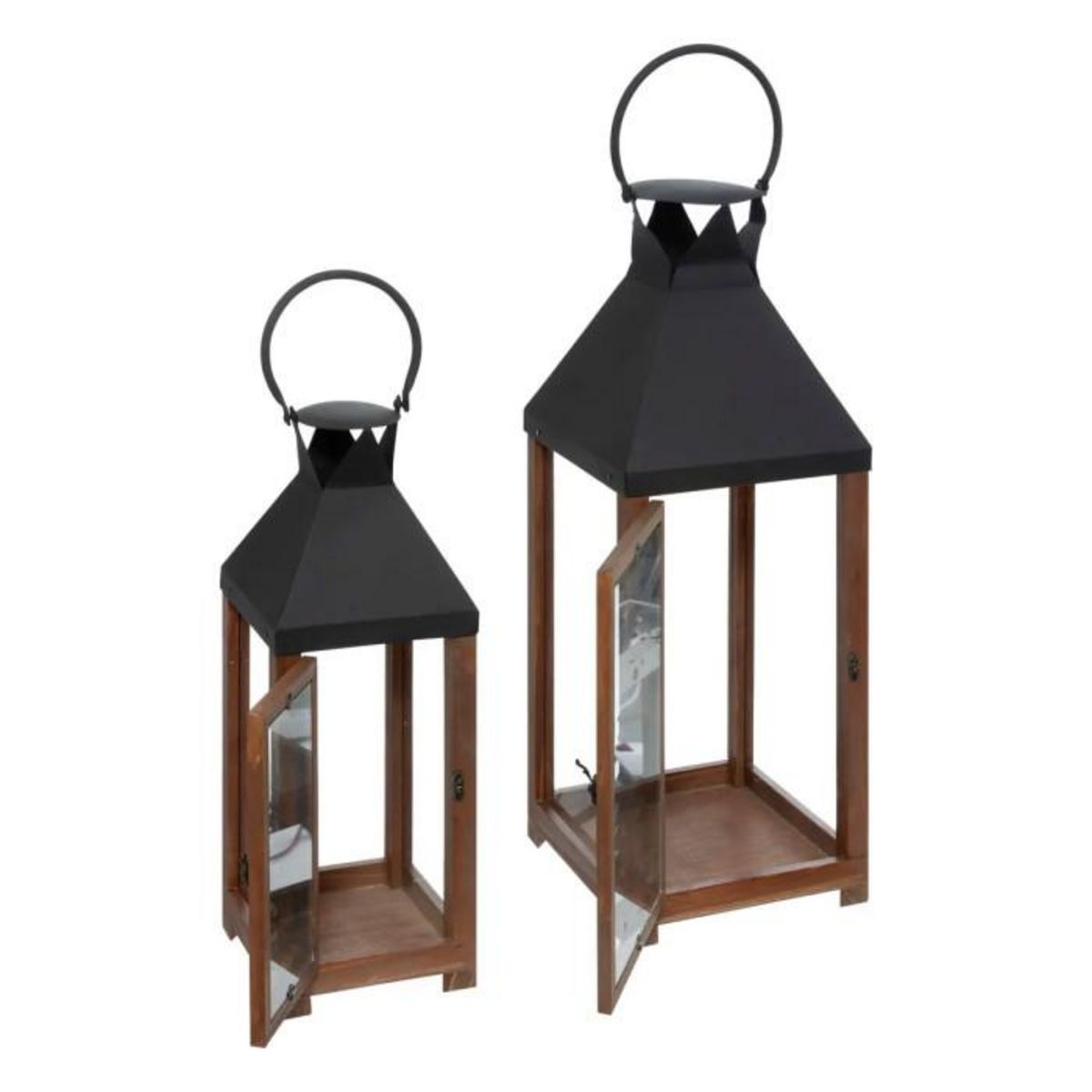 ATMOSPHERA Lot de 2 Lanternes  Sapin  55cm Noir