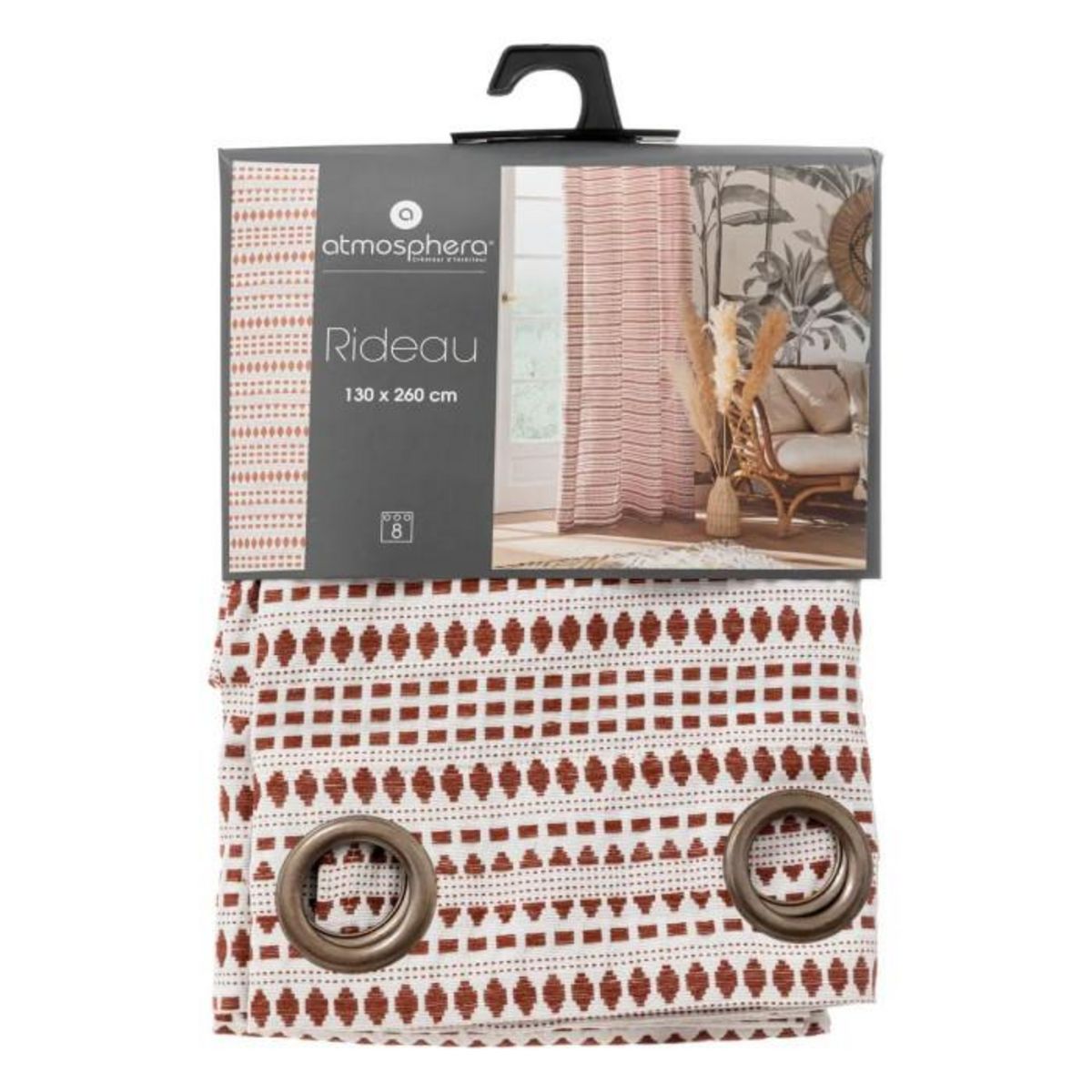 ATMOSPHERA Rideau à Œillets Jacquard  Micah  130x260cm Terracotta