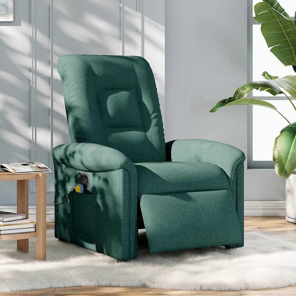 VIDAXL Fauteuil de massage inclinable electrique Vert fonce Tissu