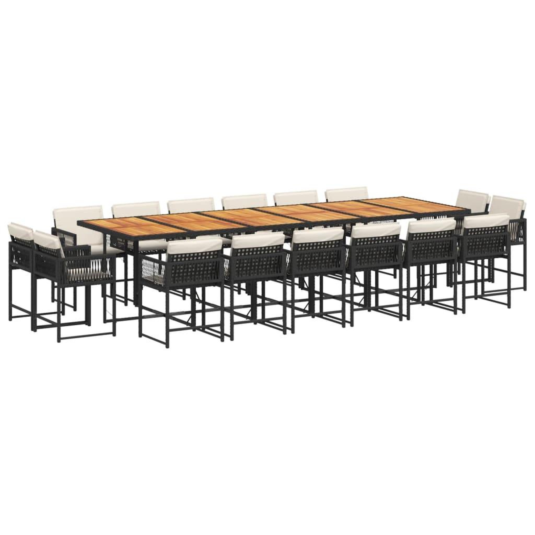 Voir la diapositive 2 : VIDAXL Ensemble a manger de jardin 17 pcs coussins noir resine tressee