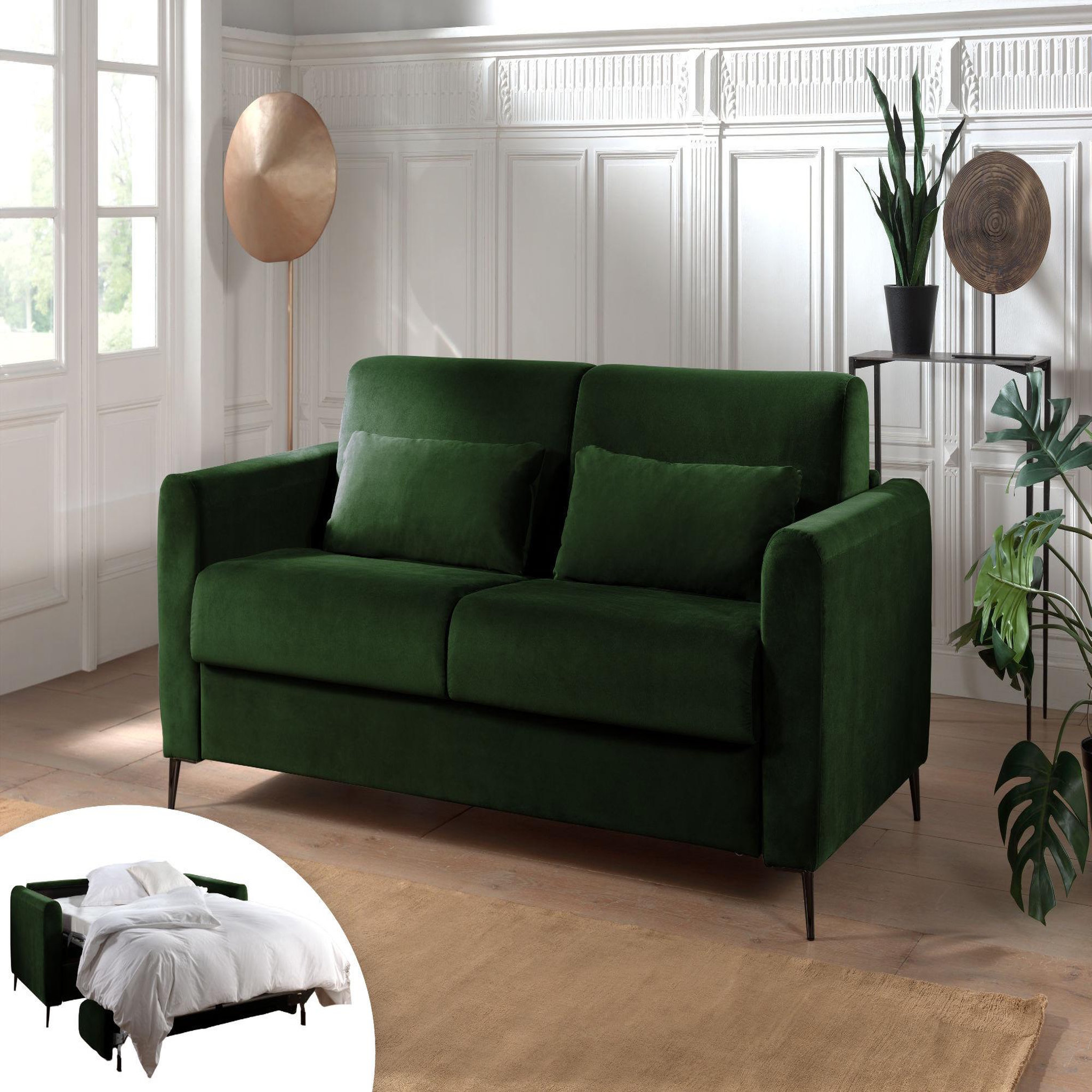 Voir la diapositive 5 : LISA DESIGN Owen - canapé 3 places convertible express couchage quotidien 140 cm matelas 12 cm en velours