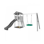 Axi House AXI Structure de jeu Beach Tower avec 1 balancoire siege nid rond Blanc Gris avec Toboggan Gris
