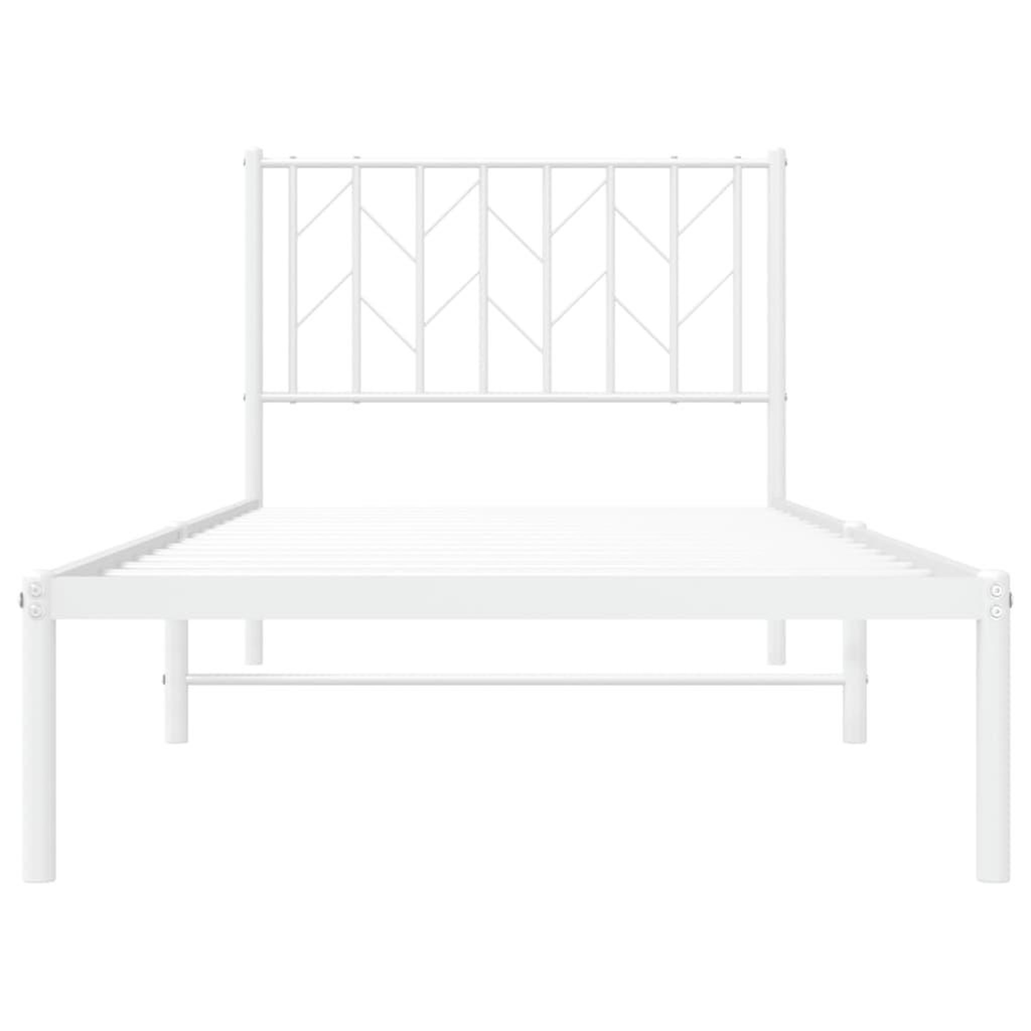 Voir la diapositive 5 : VIDAXL Cadre de lit metal sans matelas avec tete de lit blanc 90x190cm