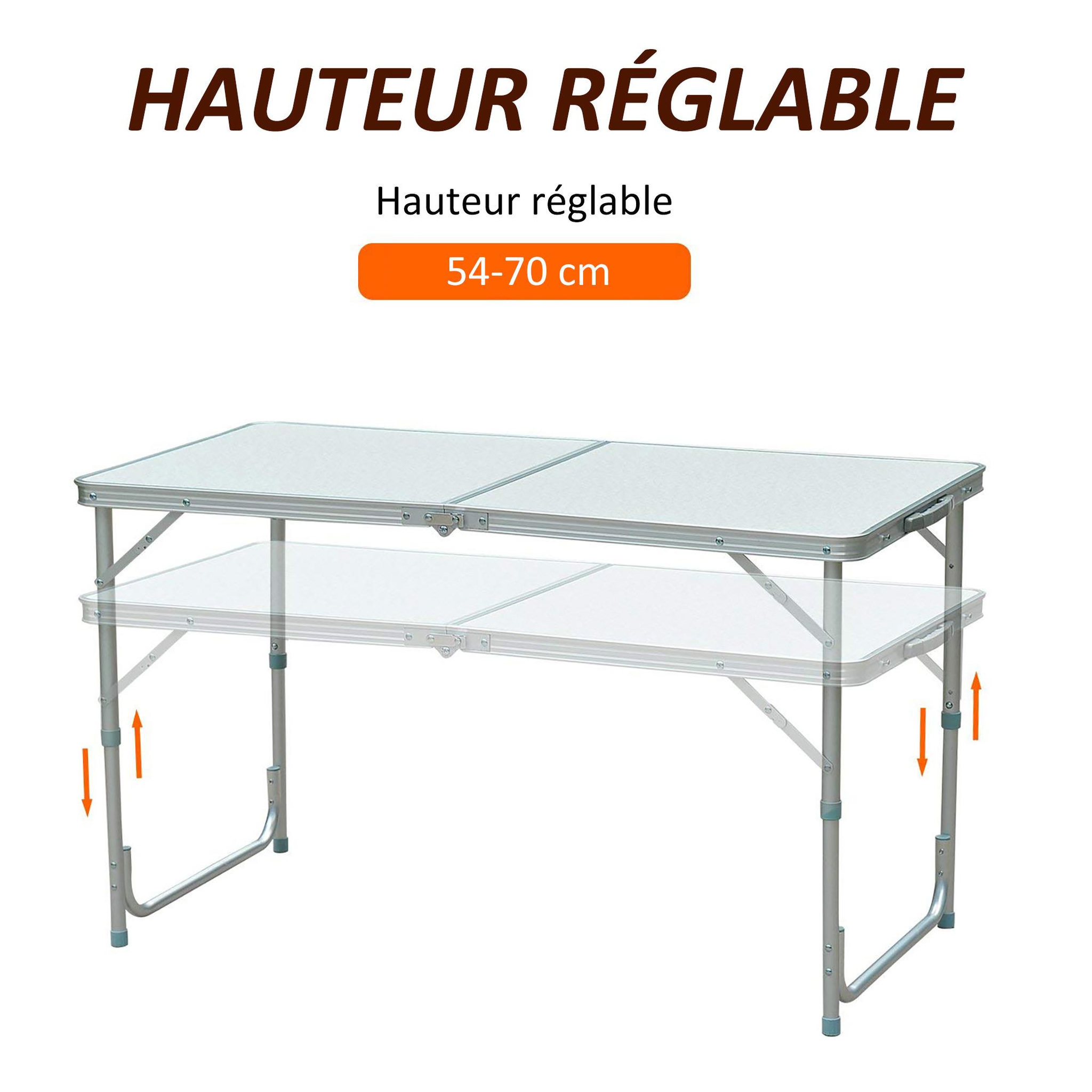 Voir la diapositive 4 : HOMCOM Table de camping reception pliante portable pique-nique buffet en aluminium