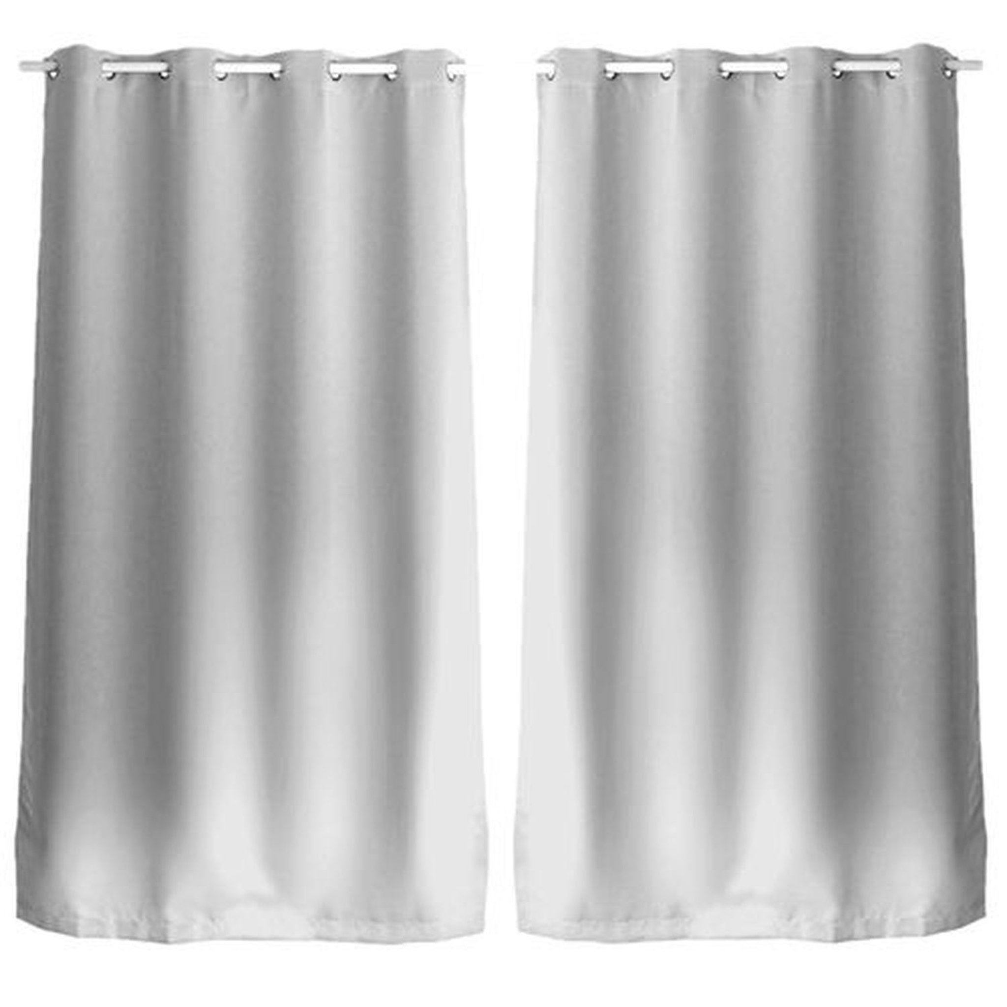 TOILINUX Lot de 2 rideaux uni avec œillets. Coloris disponibles : Bleu, Blanc, Gris