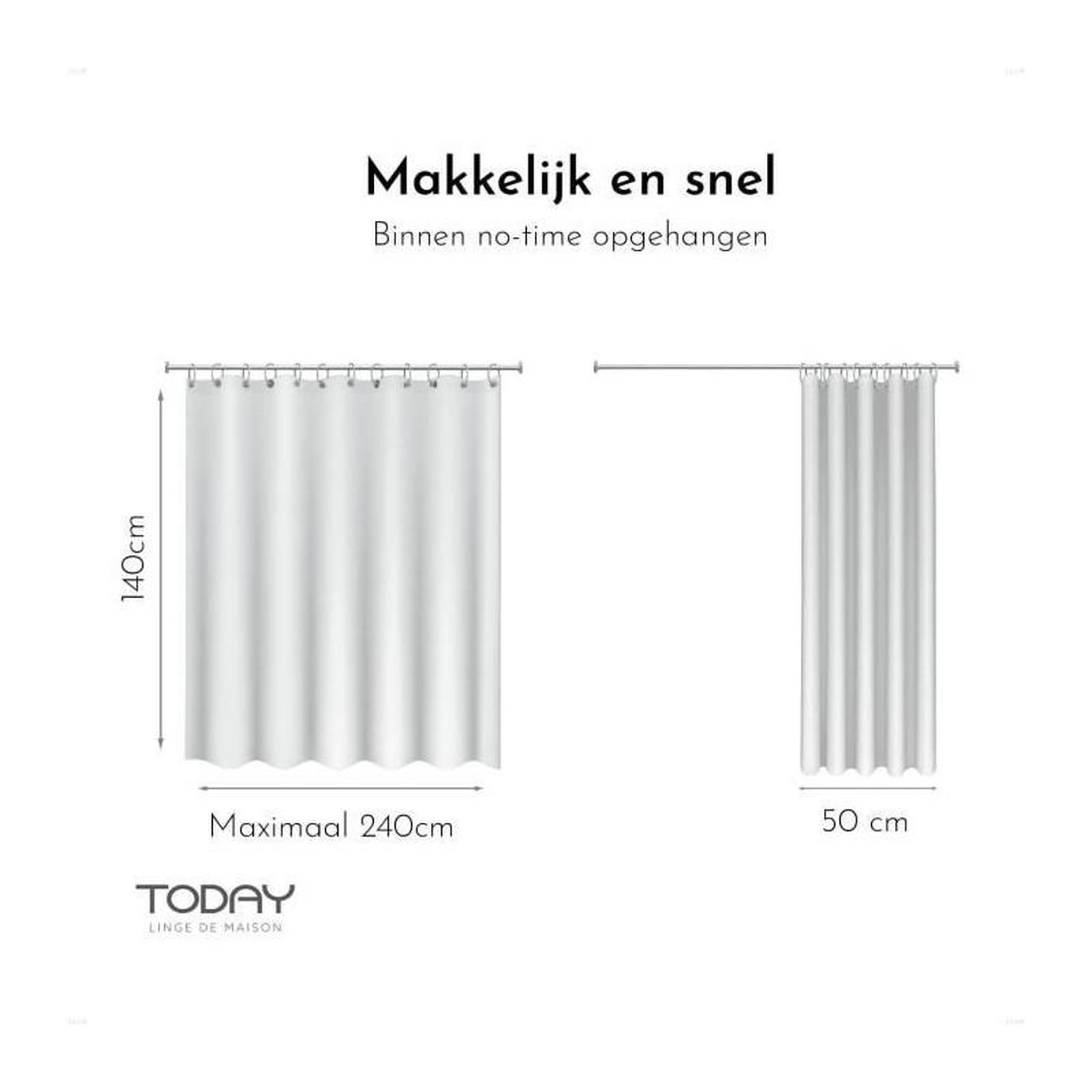 Voir la diapositive 3 : Today Rideau a oeillets - 140X240 - Craie - TODAY Essential - 356002