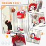 Voir la diapositive 5 : HOMCOM Panier de basket enfant multifonction design dino 3-6 ans - but, golf, 2 jeux de lancer - hauteur réglable - HDPE gris rouge