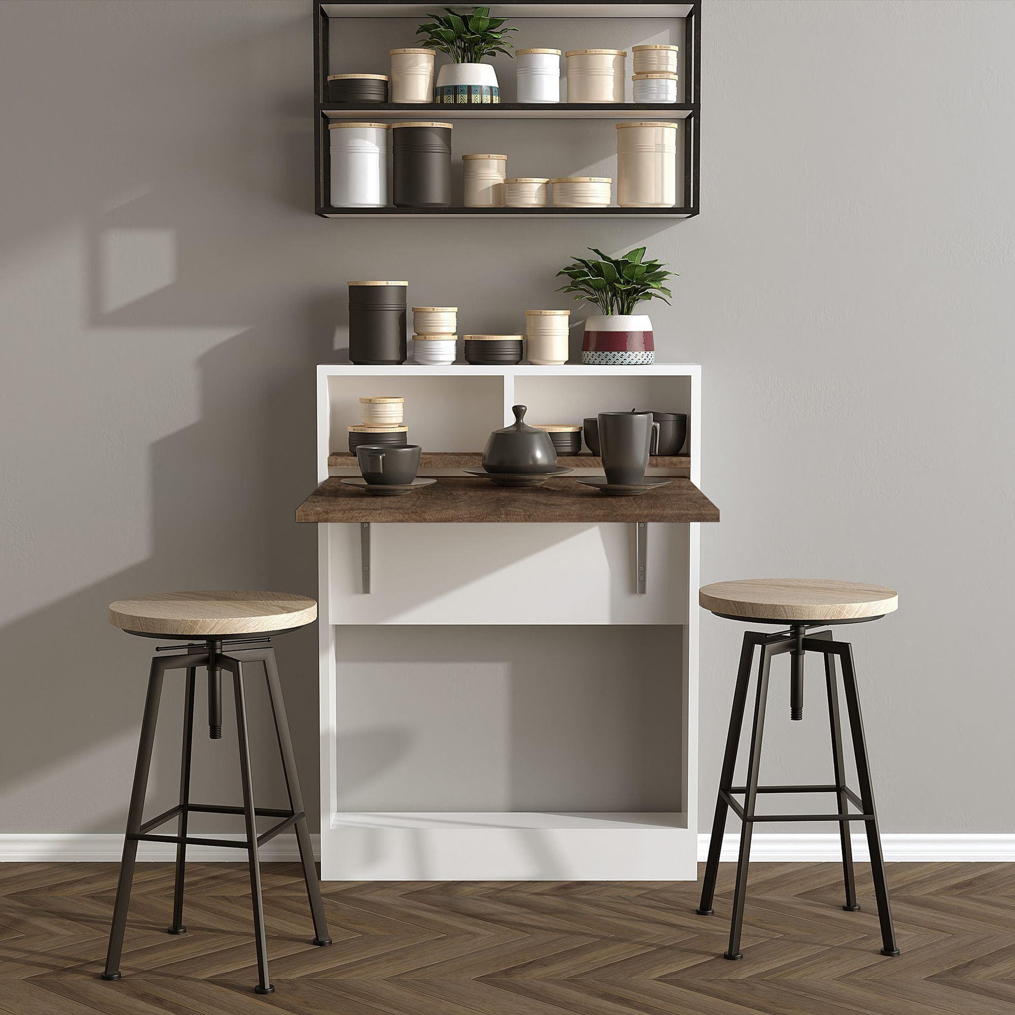 Voir la diapositive 3 : Habitat et Jardin Table de repas pliable en bois  bracked  - 70 x 15 x 96 cm - beige