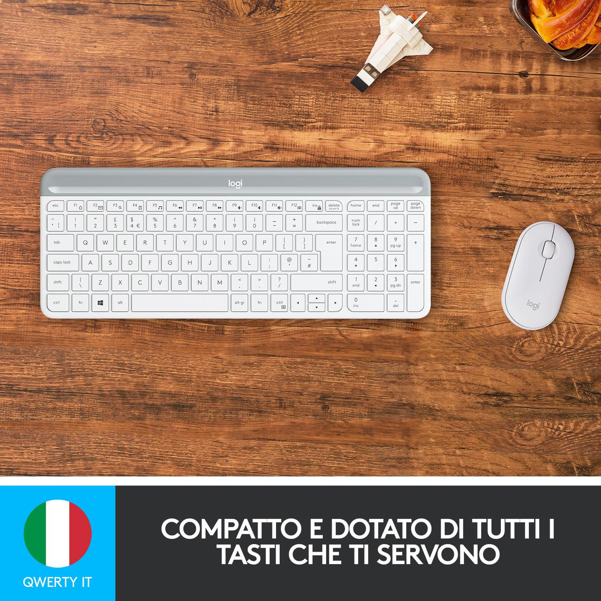 Voir la diapositive 3 : Logitech Logitech mk470 clavier souris incluse rf sans fil qwerty italien blanc