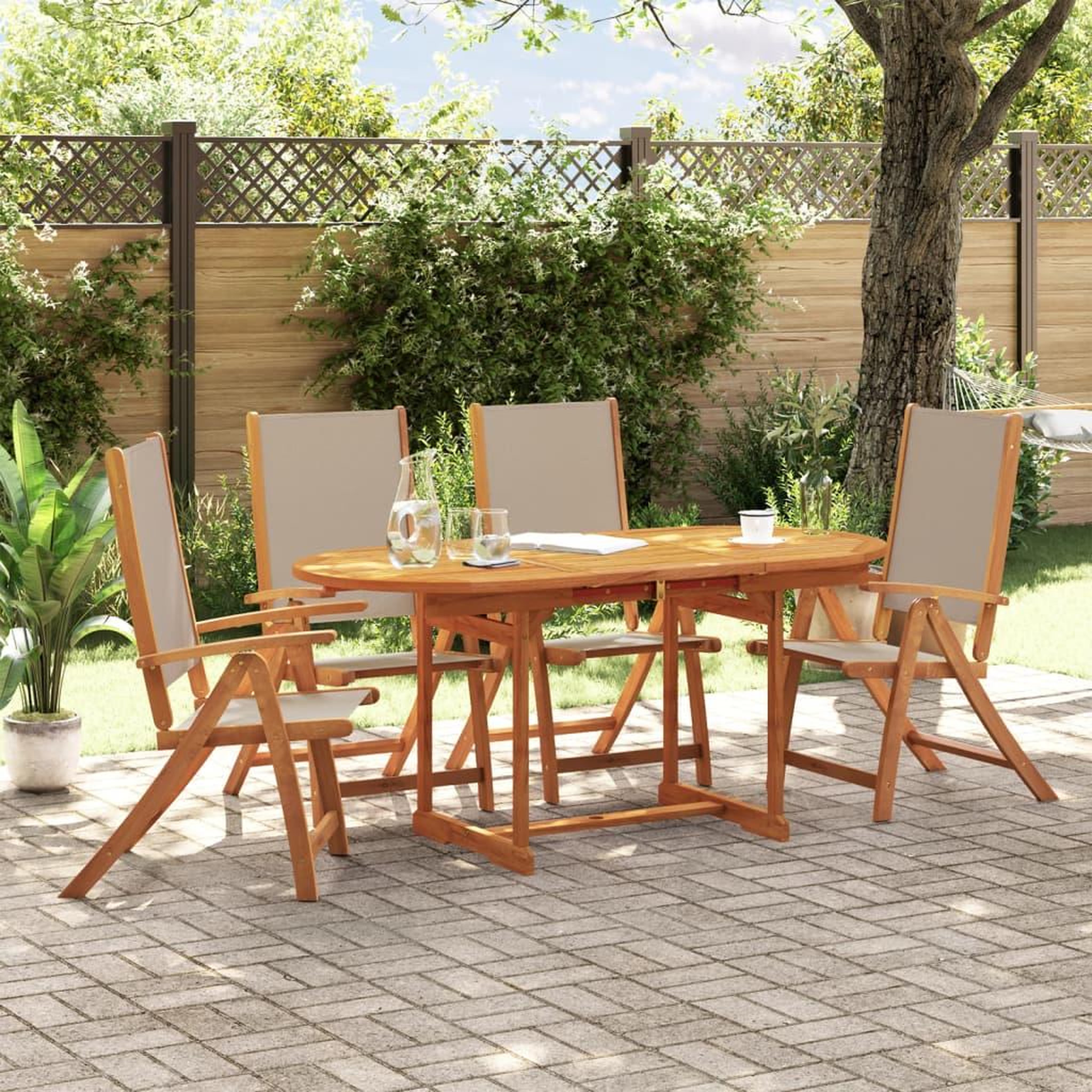 VIDAXL Ensemble a manger de jardin 5pcs bois d'acacia solide textilene