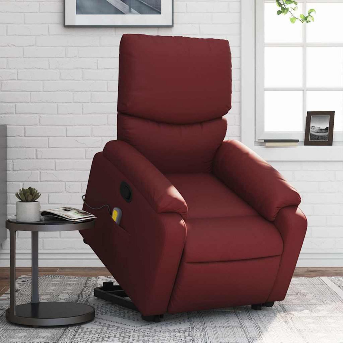 VIDAXL Fauteuil inclinable de massage Rouge bordeaux Similicuir