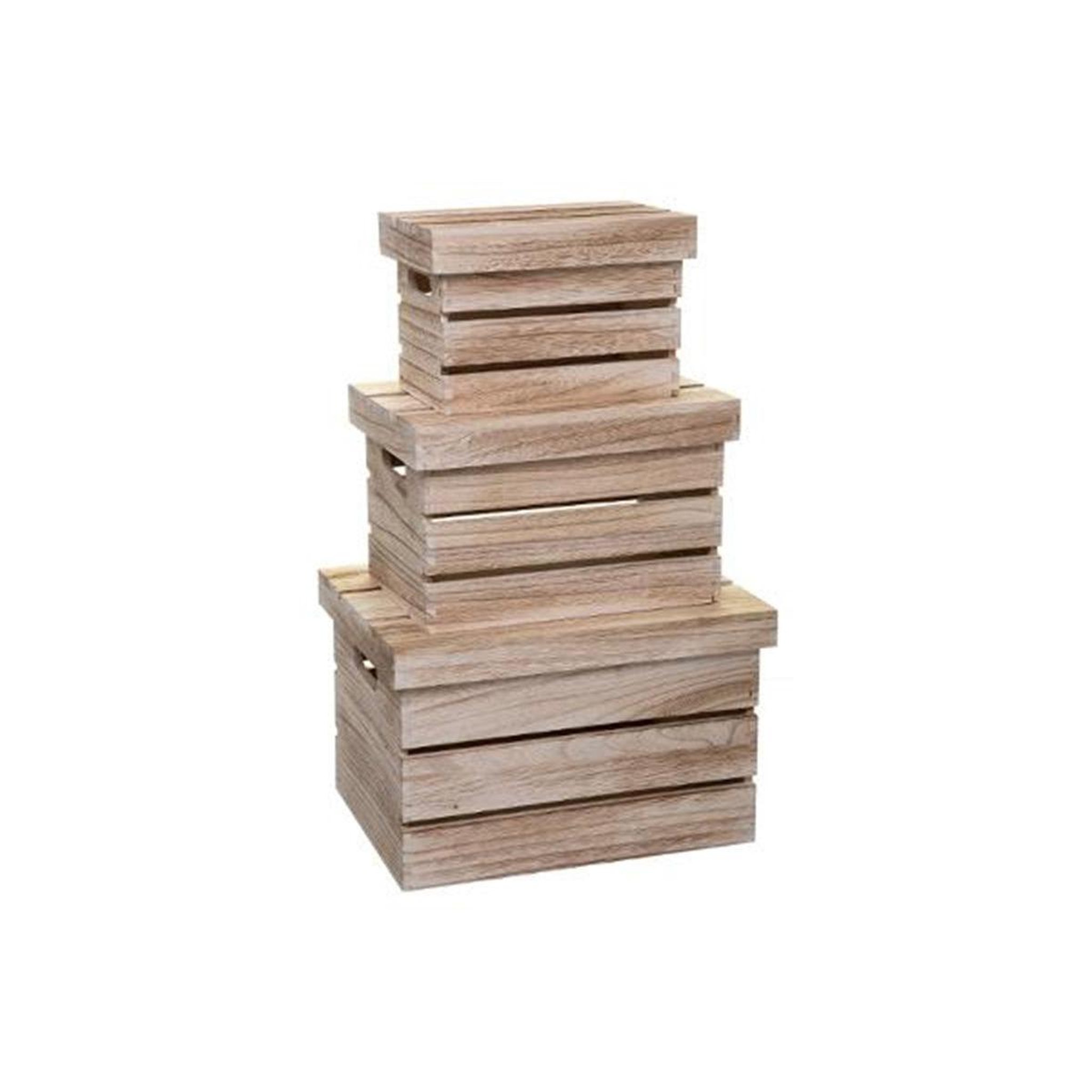 FIVE Lot de 3 boîtes de rangement  warm  38cm naturel