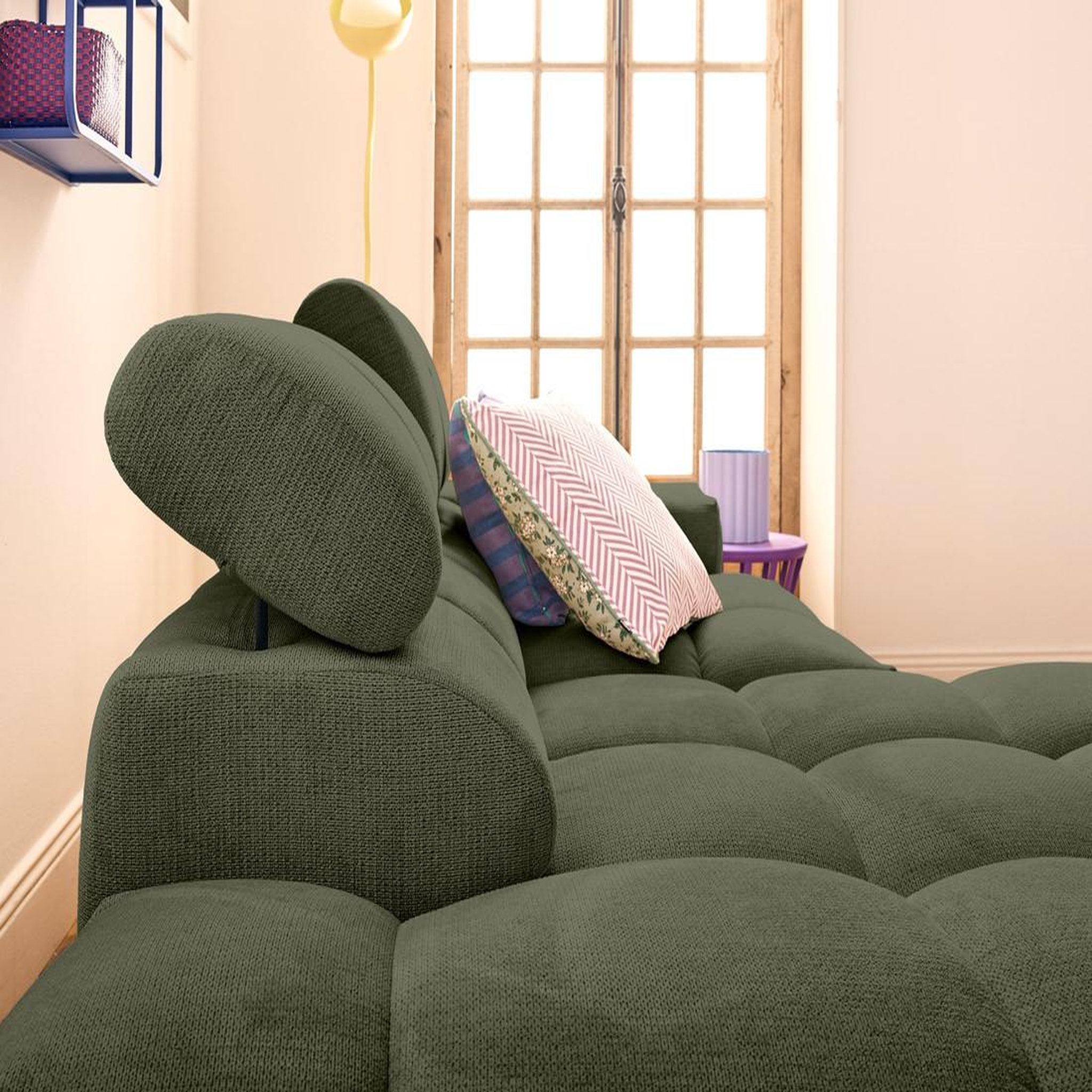 Voir la diapositive 3 : LISA DESIGN Matera - canapé d'angle gauche 4 places avec têtières réglables en tissu texturé