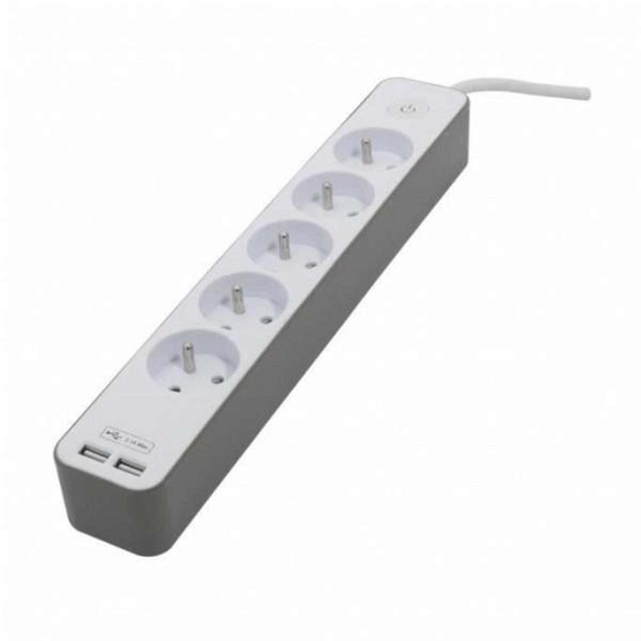 Voir la diapositive 2 : CHACON Chacon bloc multiprise 5 prises 16 a avec 2 ports usb et câble 1,5 m ho5vv-f 3x1,5 mm² blanc et brun