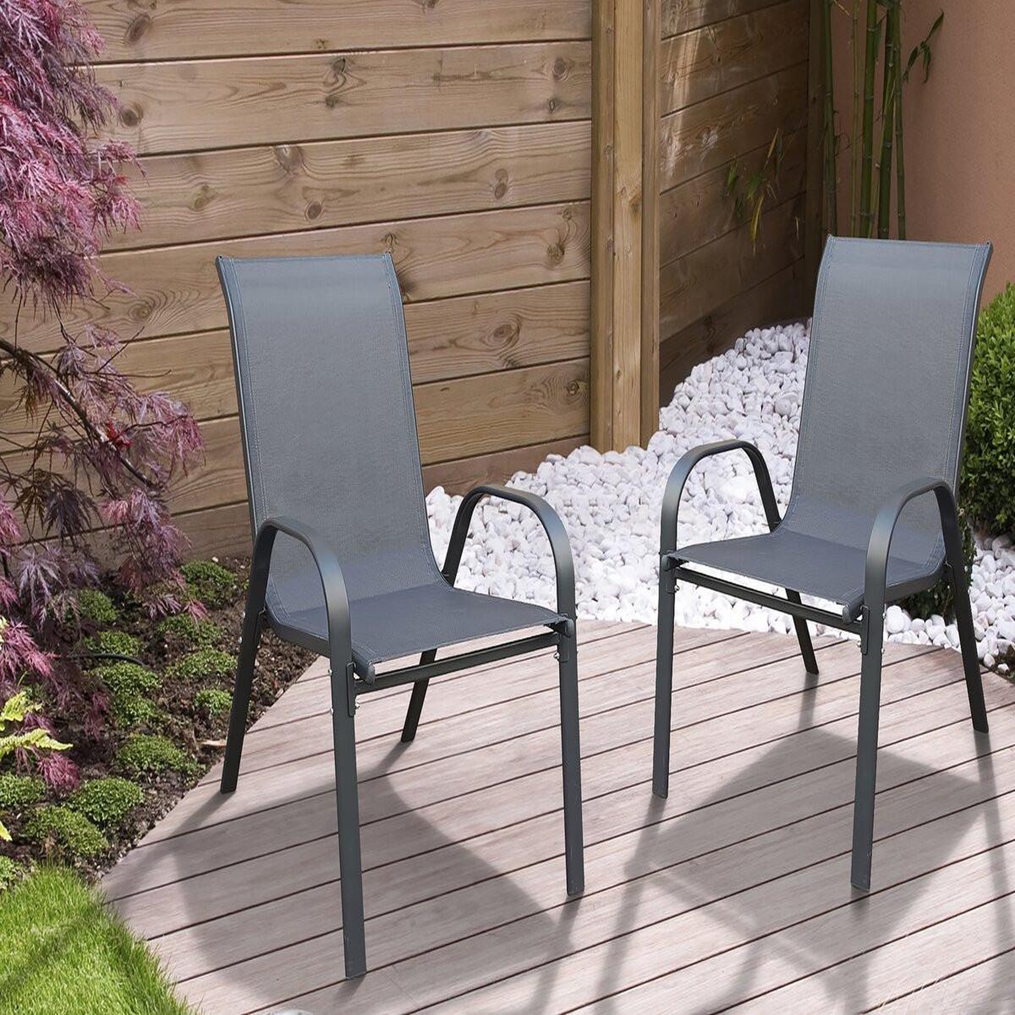Voir la diapositive 2 : Habitat et Jardin Fauteuil jardin textilène  cordoba  - phoenix - lot de 2 - anthracite