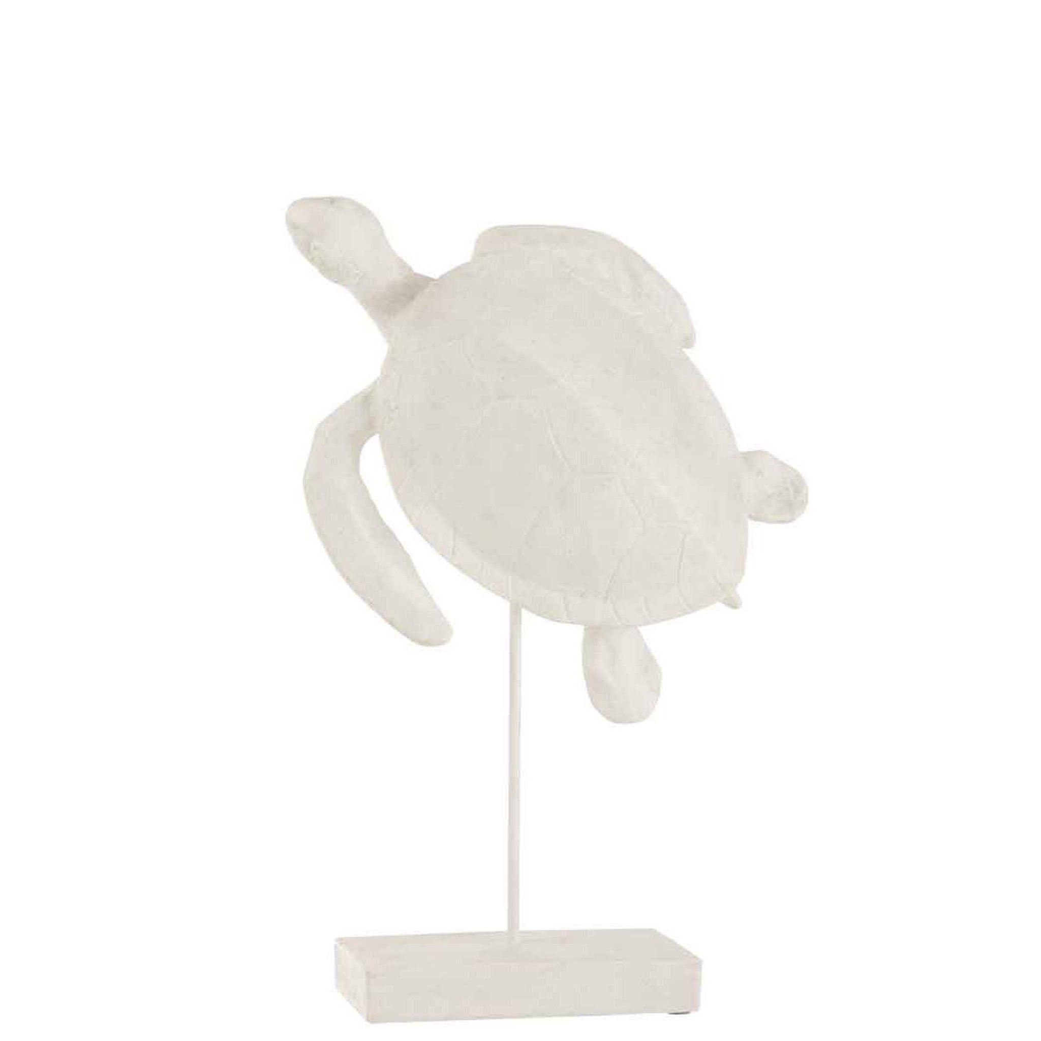 J-LINE Statuette déco sur pied  tortue de mer  40cm blanc