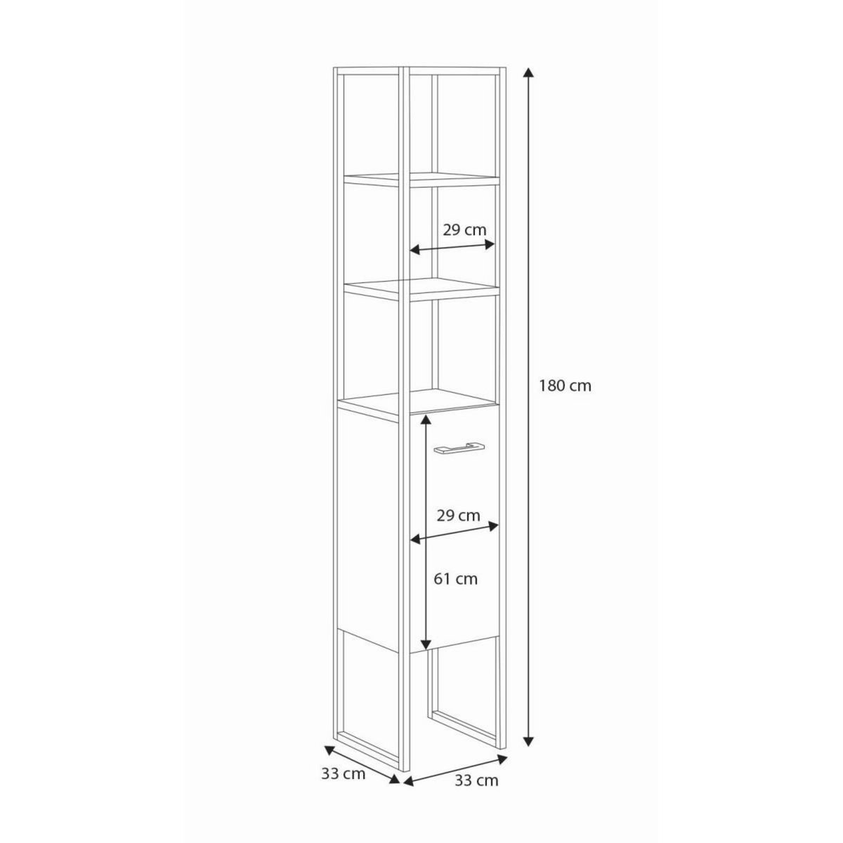 KOBI Armoire haute AURA en métal et bois - Élégance moderne pour votre salle de bain