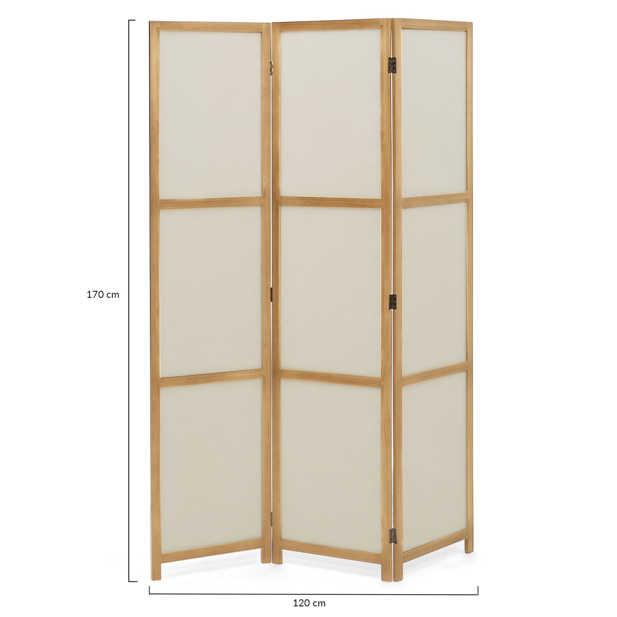Voir la diapositive 4 : ID MARKET Paravent intérieur bois et tissu beige