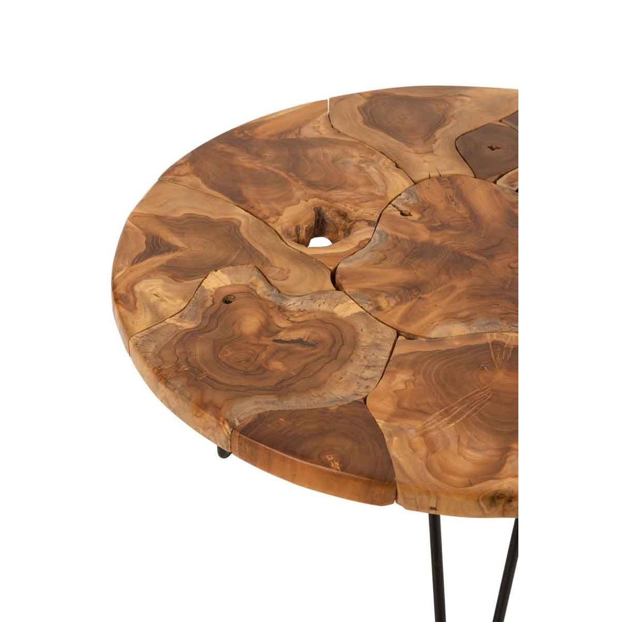 Voir la diapositive 3 : J-LINE Table basse en teck  manuel  80cm marron
