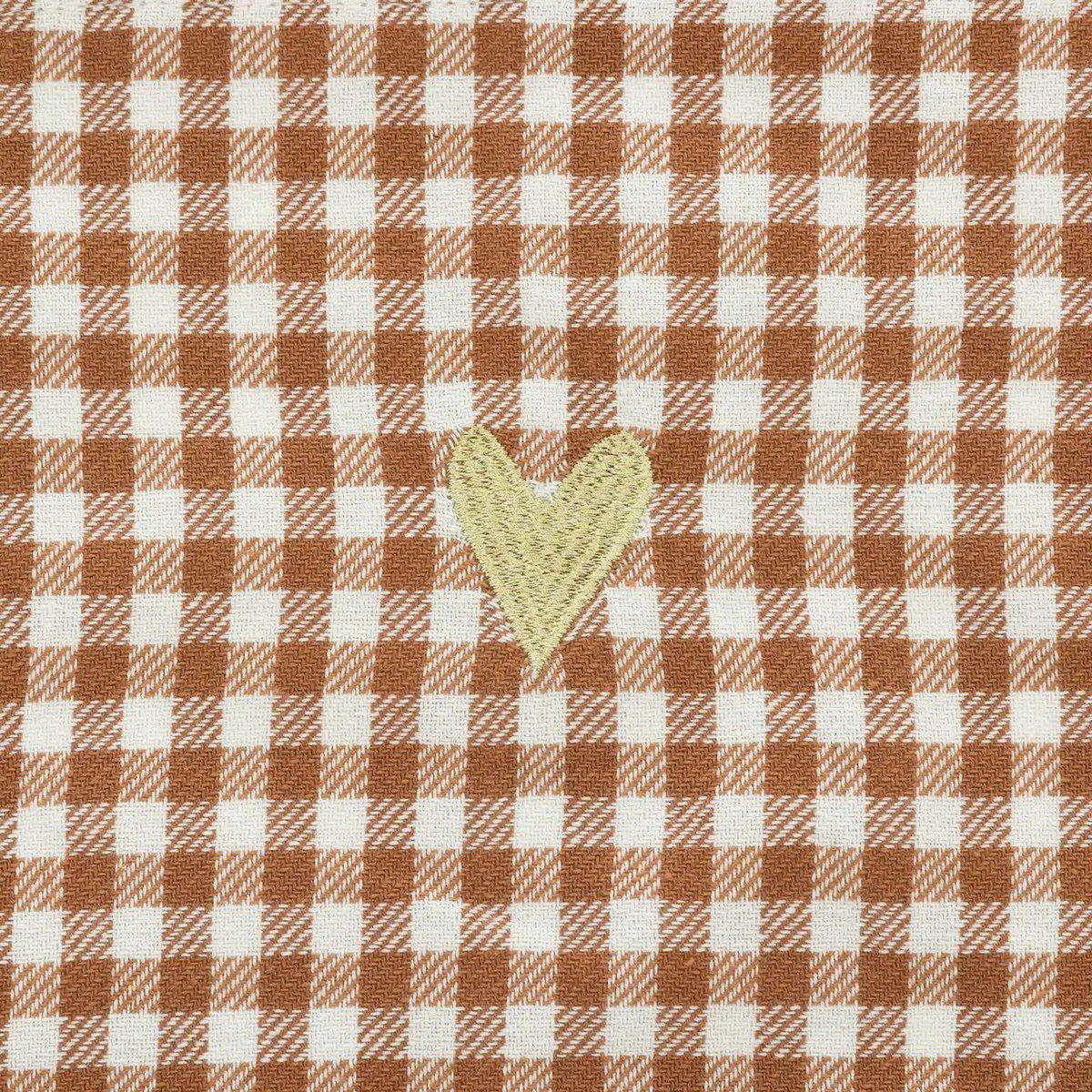 ATMOSPHERA Tablier de Cuisine Vichy  Floral  80cm Marron