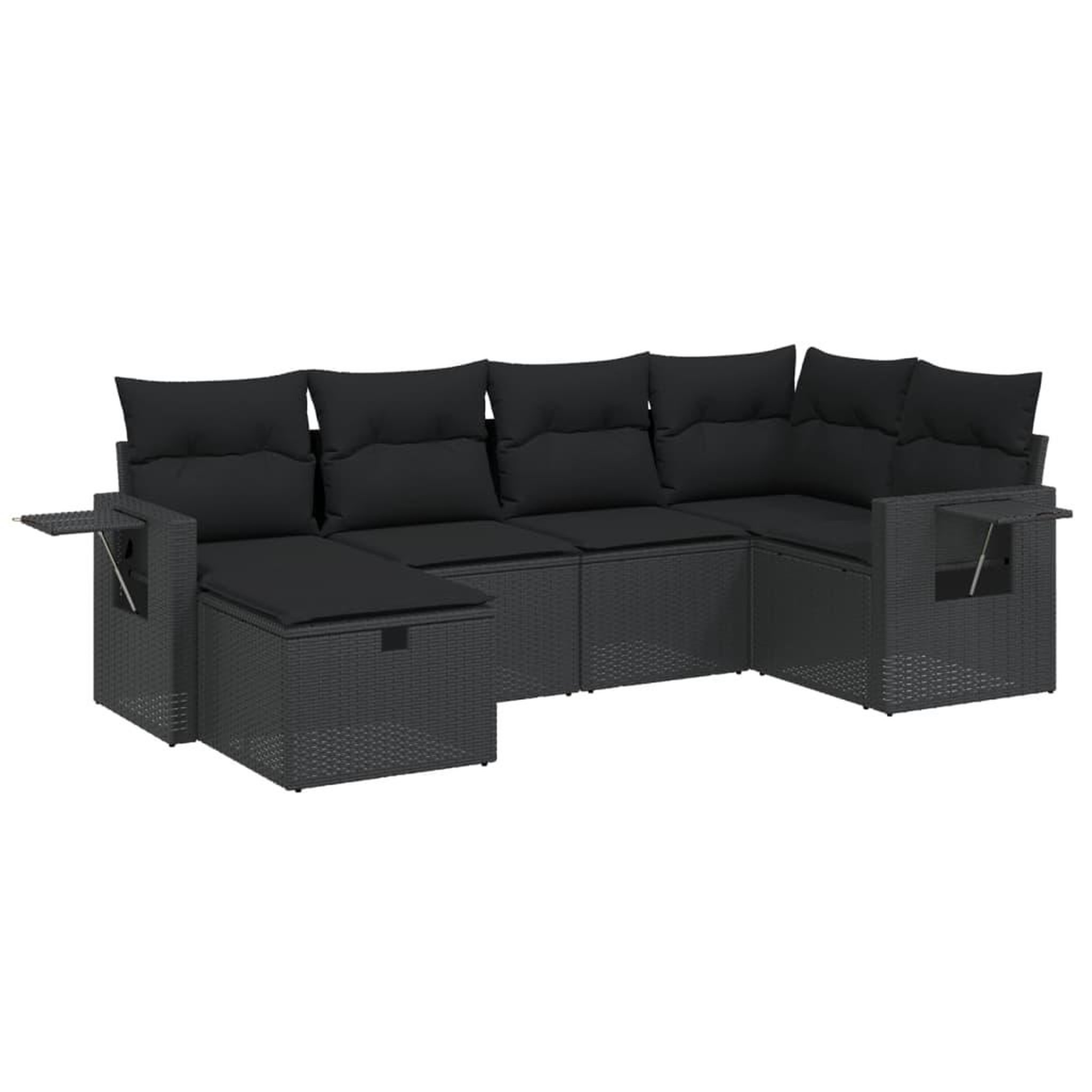 Voir la diapositive 2 : VIDAXL Salon de jardin 6 pcs avec coussins noir resine tressee