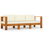 Voir la diapositive 2 : VIDAXL Canape de jardin 3 places et coussins blanc creme Bois d'acacia