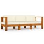 Voir la diapositive 2 : VIDAXL Canape de jardin 3 places et coussins blanc creme Bois d'acacia