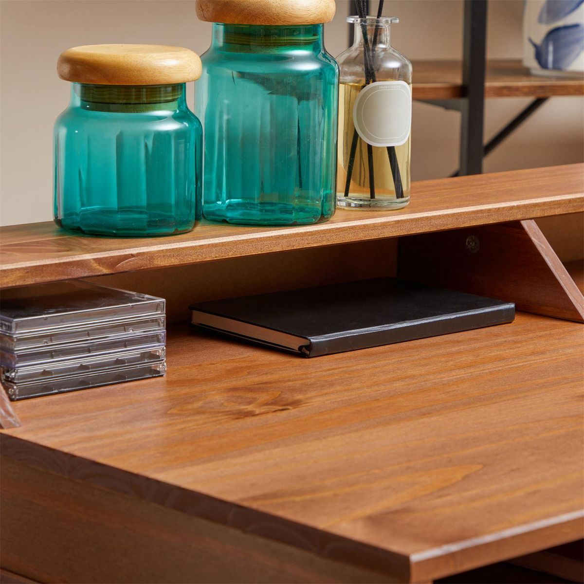 IDIMEX Bureau secrétaire LUNA avec niches, en pin massif