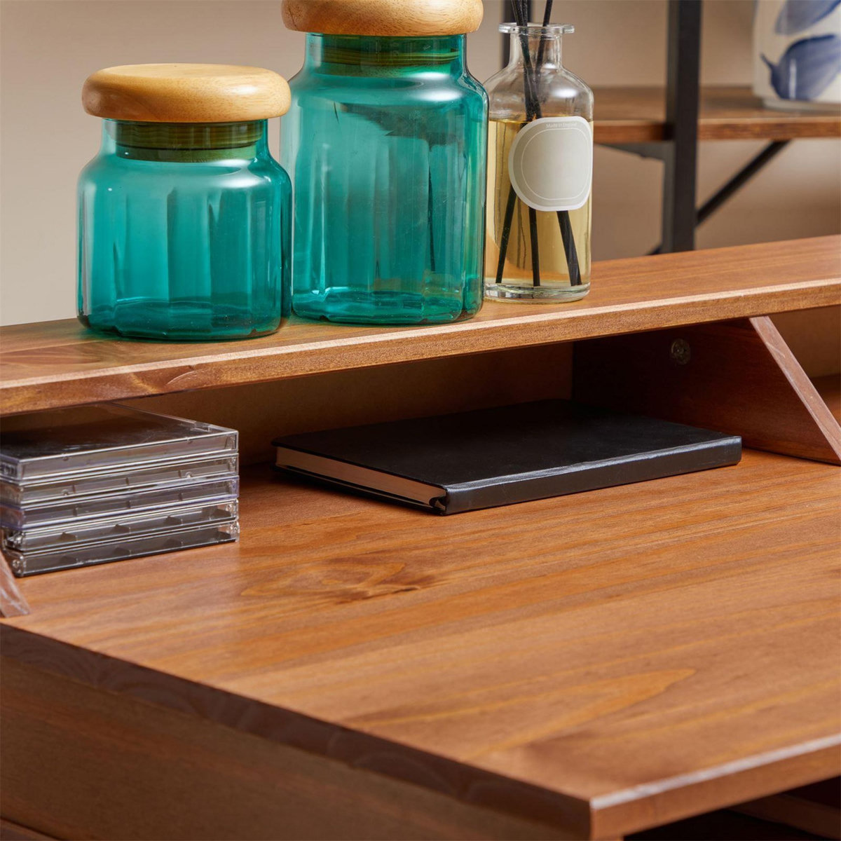 IDIMEX Bureau secrétaire LUNA avec niches, en pin massif