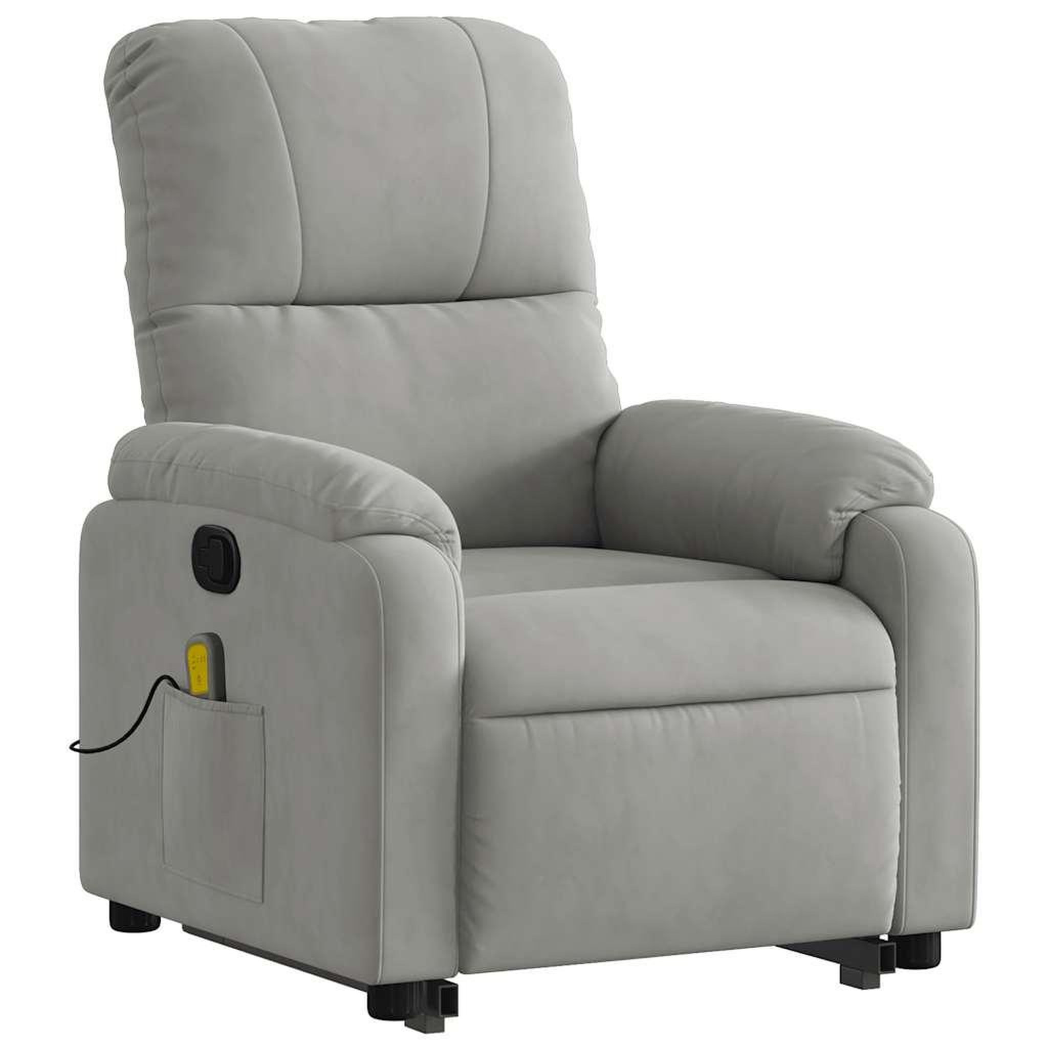 Voir la diapositive 4 : VIDAXL Fauteuil inclinable de massage gris clair tissu microfibre