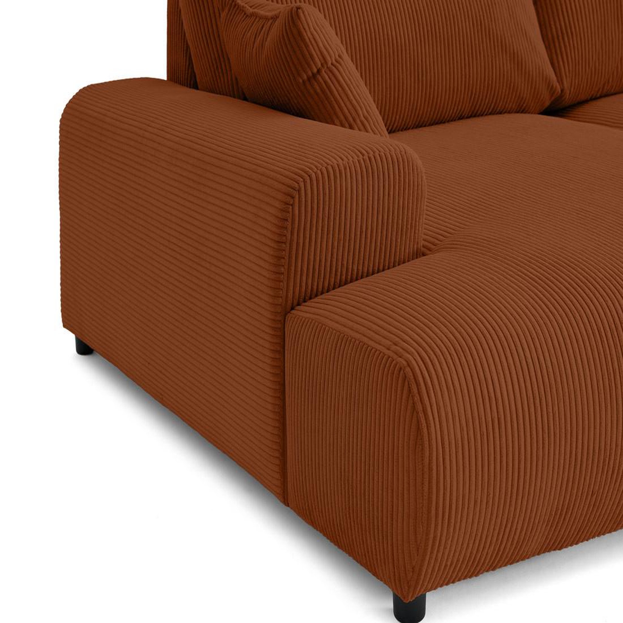 Voir la diapositive 6 : LISA DESIGN Garance - canapé droit 4 places double méridienne - assise profonde - en velours côtelé