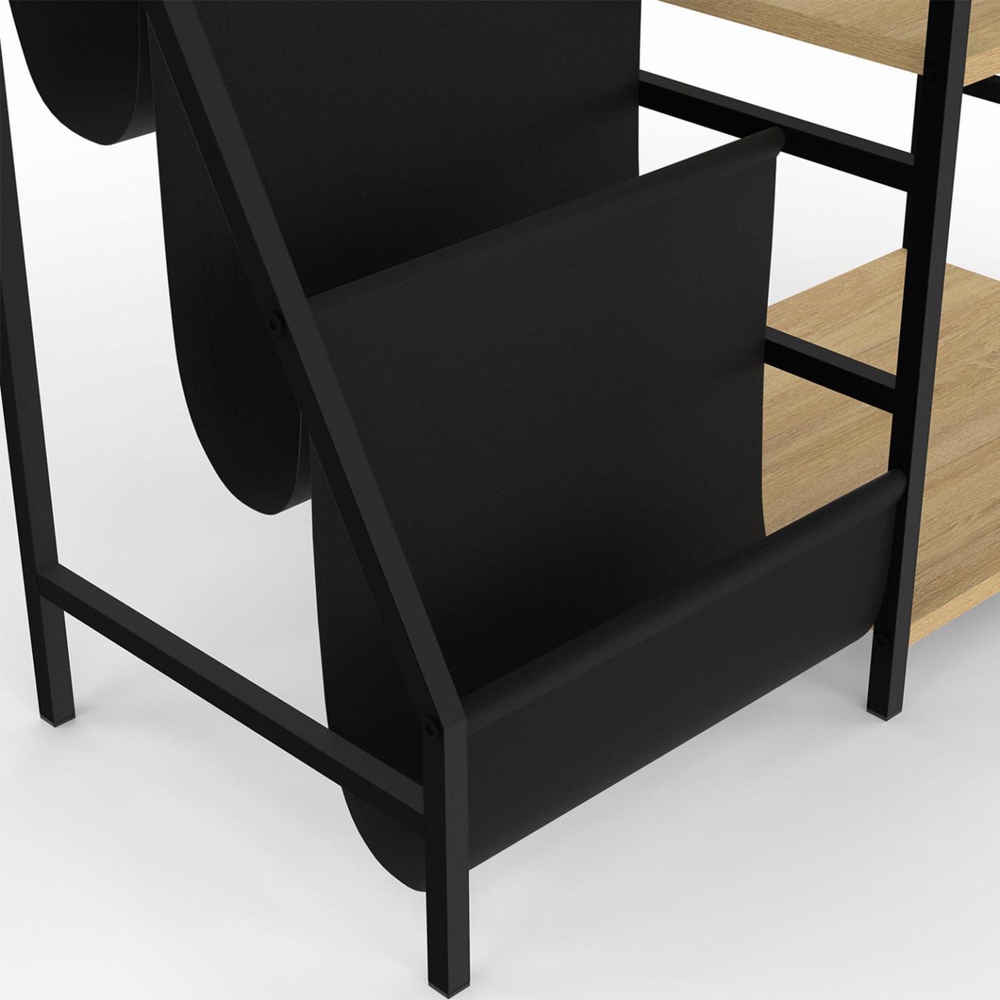 Voir la diapositive 5 : ID MARKET Meuble d'appoint, rangement avec étagères, supports vinyles et platine NEVIL design industriel