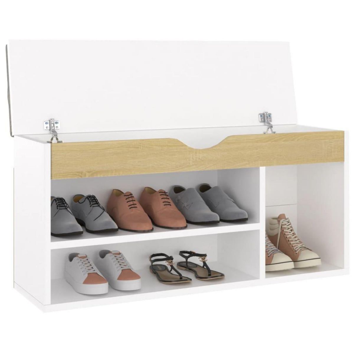 VIDAXL Banc a chaussures et coussin blanc chene sonoma bois ingenierie