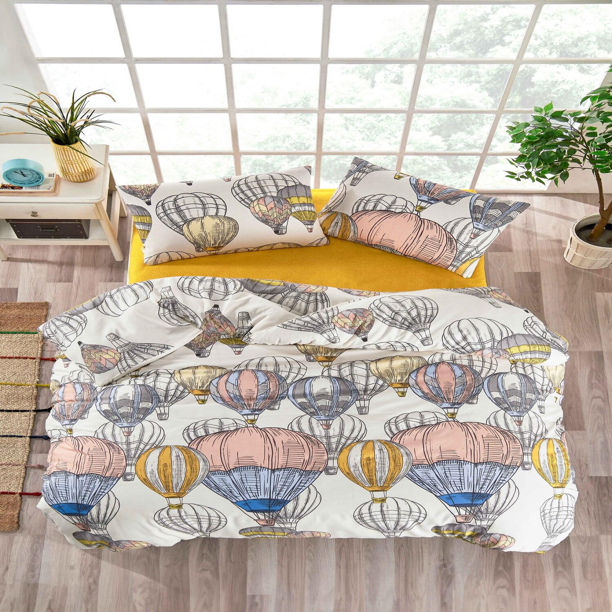 Home collection Parure housse de couette avec taie(s) en coton polyester Cappadocia. Coloris disponibles : Jaune