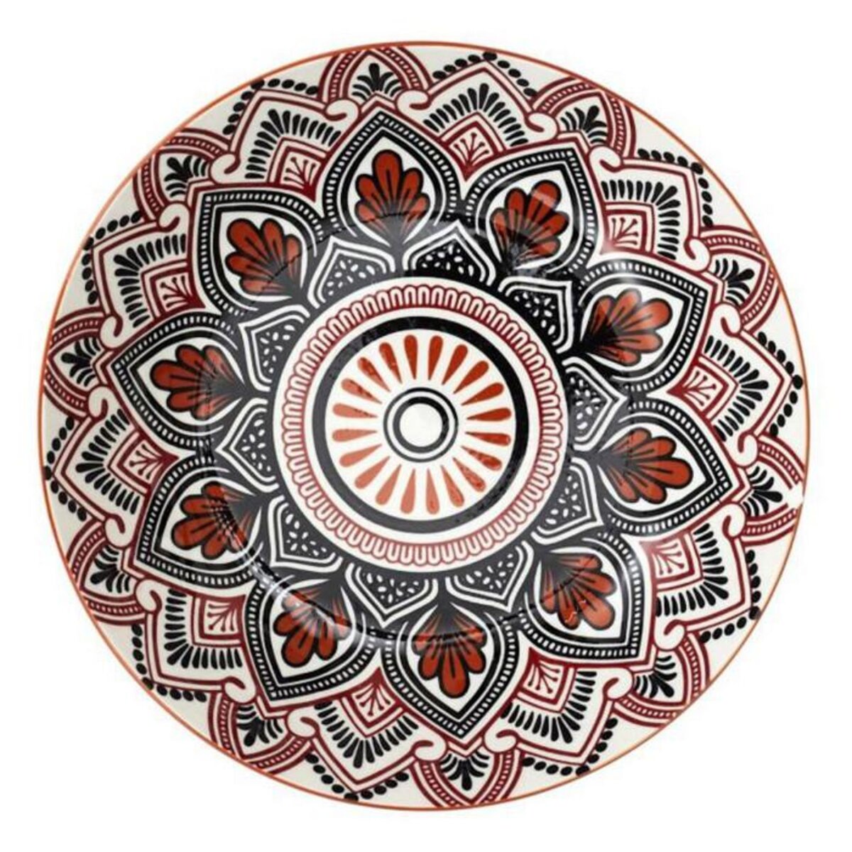 Paris Prix Lot de 6 Assiettes Creuses  Mandala  20cm Orange