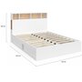 Voir la diapositive 4 : ID MARKET Lit double CLEM avec tête de lit, rangements et sommier 140 x 190 cm blanc