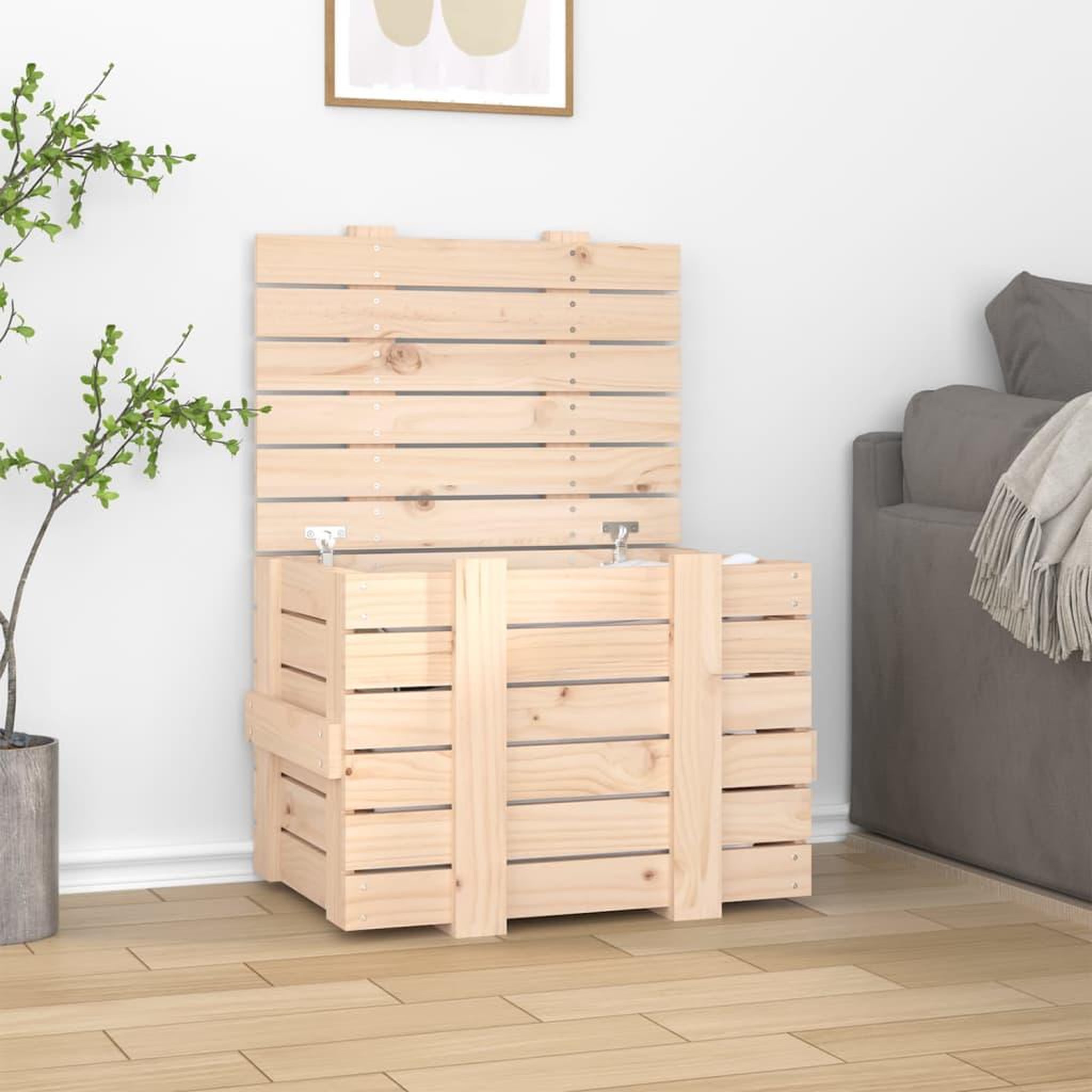Voir la diapositive 1 : VIDAXL Boîte de rangement 58x40,5x42 cm Bois massif de pin