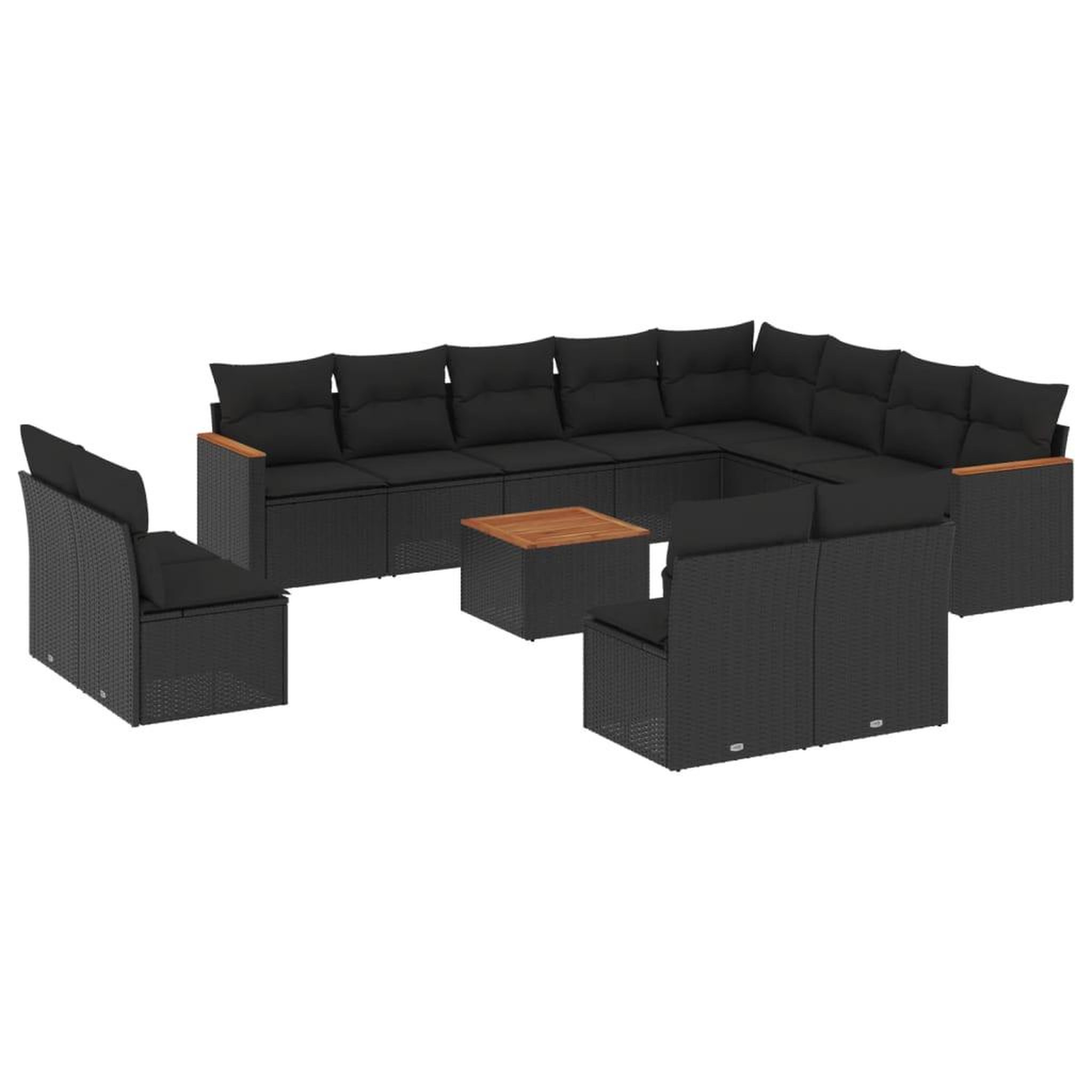 Voir la diapositive 2 : VIDAXL Salon de jardin avec coussins 13 pcs noir resine tressee